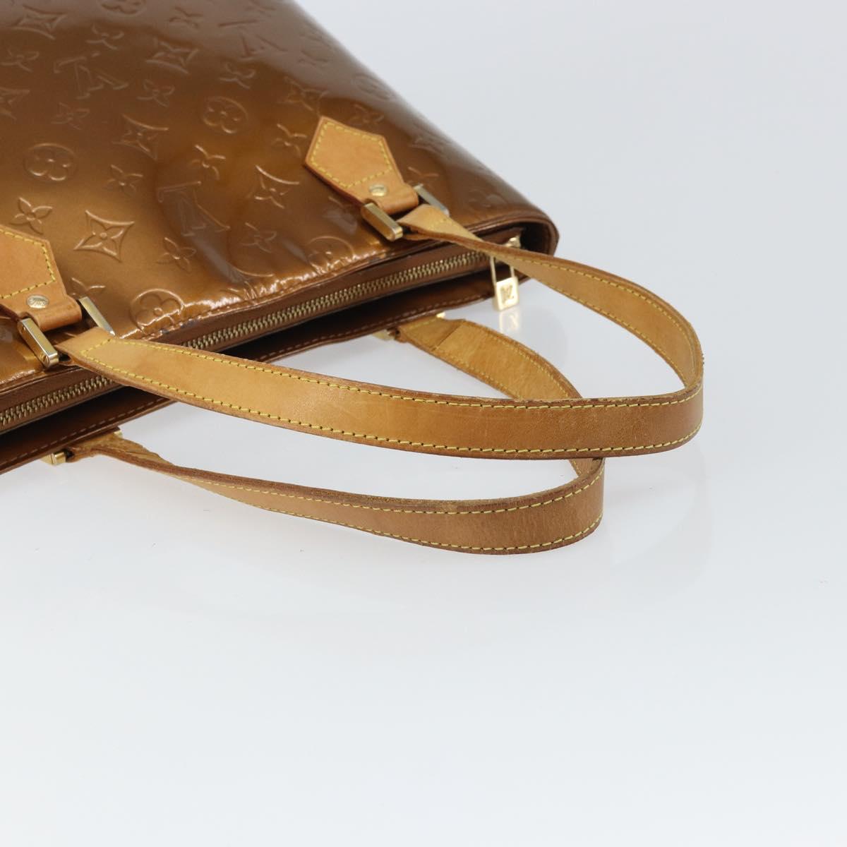 LOUIS VUITTON Monogram Vernis Houston Hand Bag Bronze M91122 LV Auth bs32284