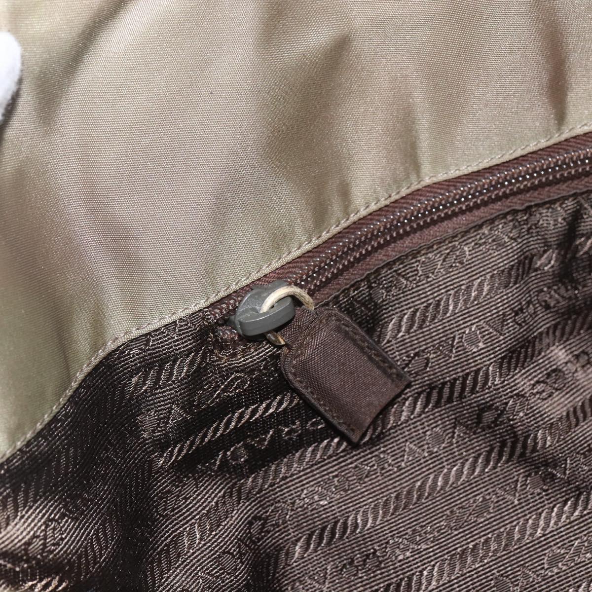 PRADA Chain Shoulder Bag Nylon Khaki Gold Auth bs32294