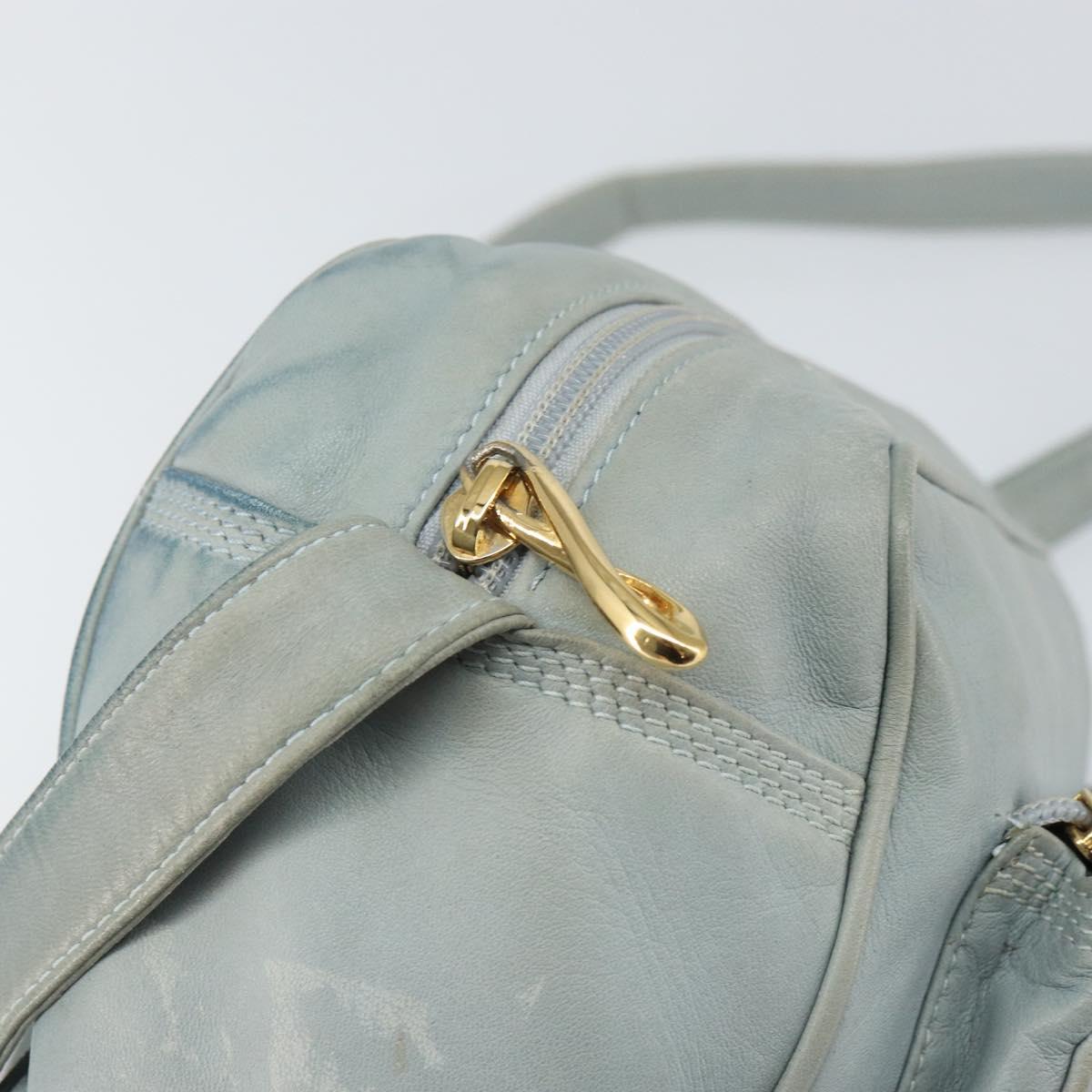 LOEWE Anagram Shoulder Bag Leather Light Blue Gold Auth bs32302