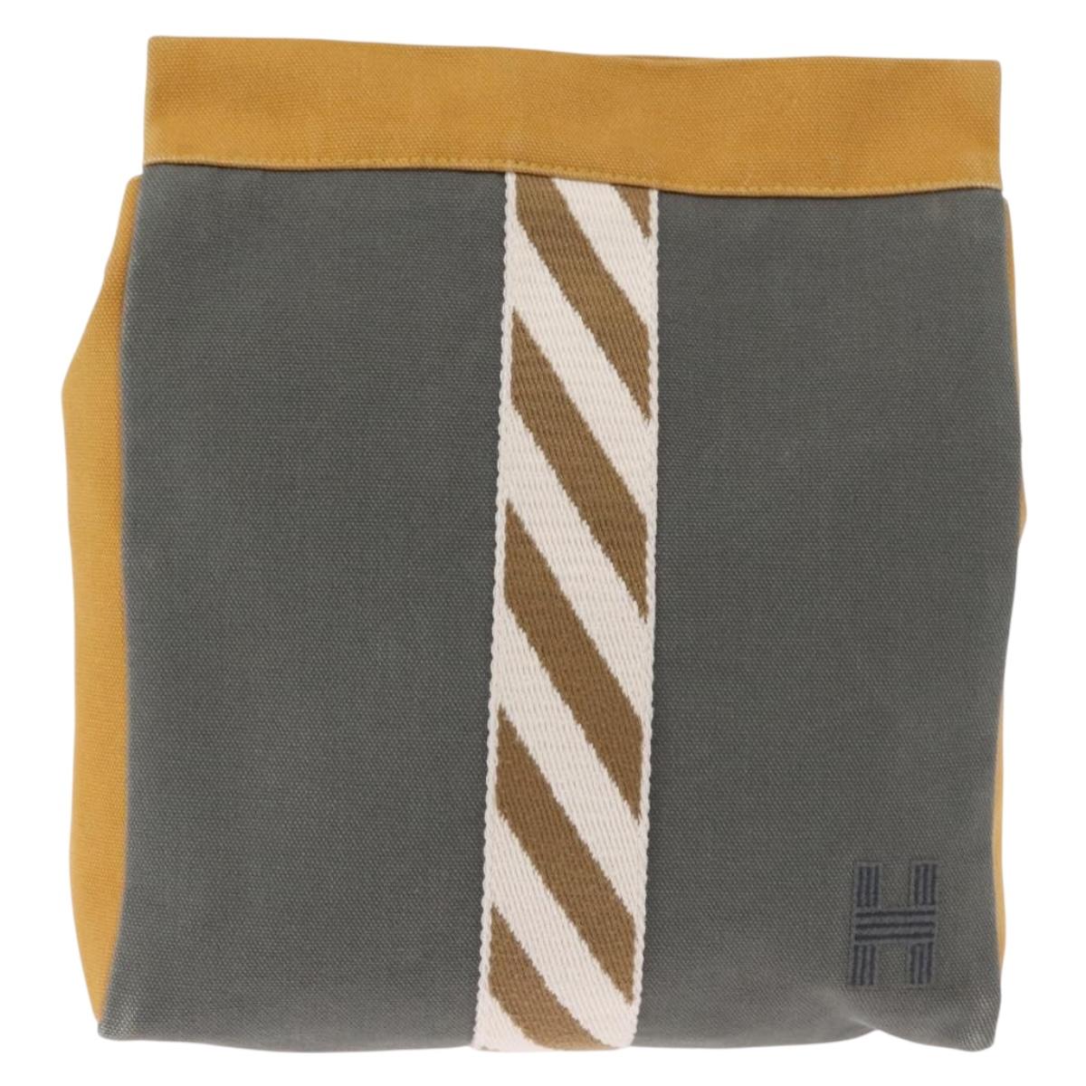 HERMES Jimetu Jumping Pouch Canvas Gray Auth bs32304