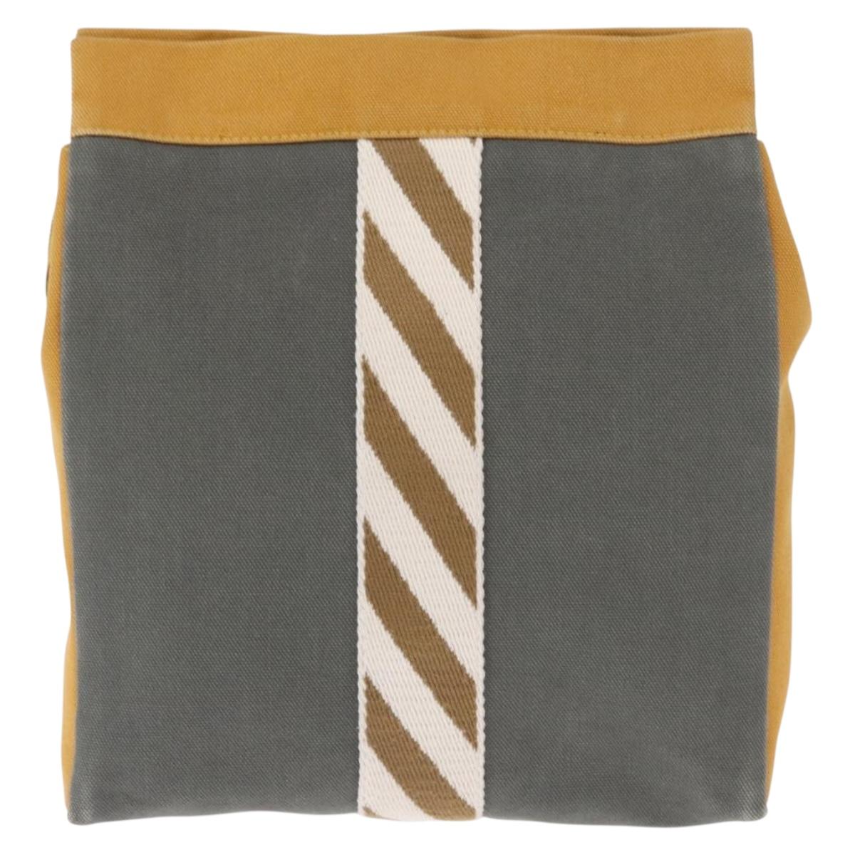 HERMES Jimetu Jumping Pouch Canvas Gray Auth bs32304