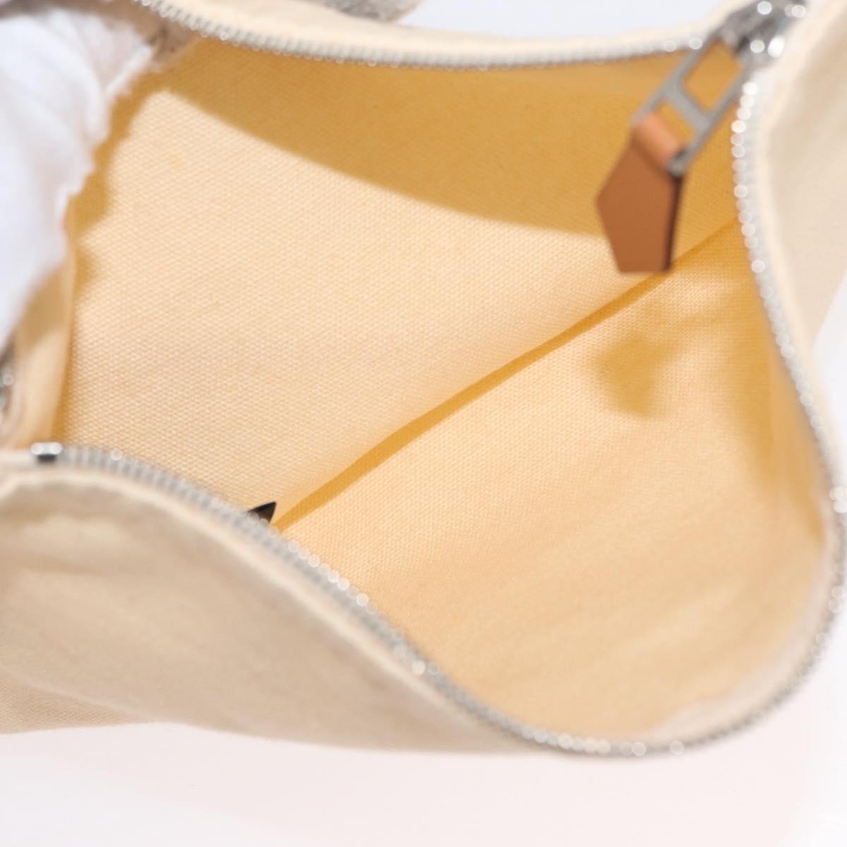 HERMES Sac Baga GM Tote Bag Canvas Orange Silver Auth bs32305