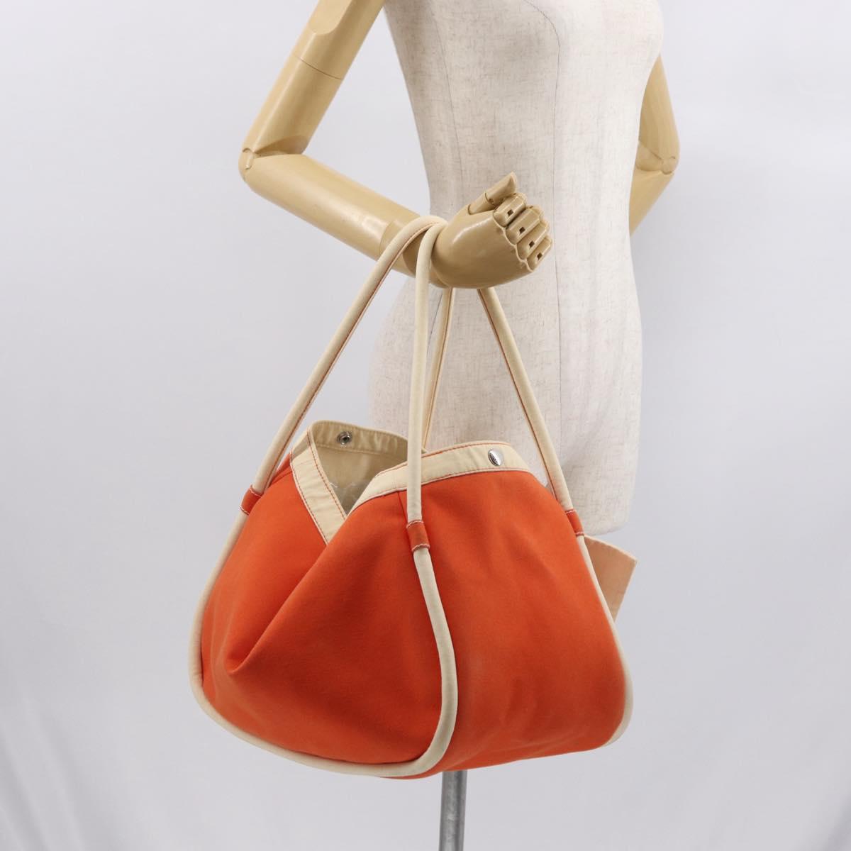 HERMES Sac Baga GM Tote Bag Canvas Orange Silver Auth bs32305