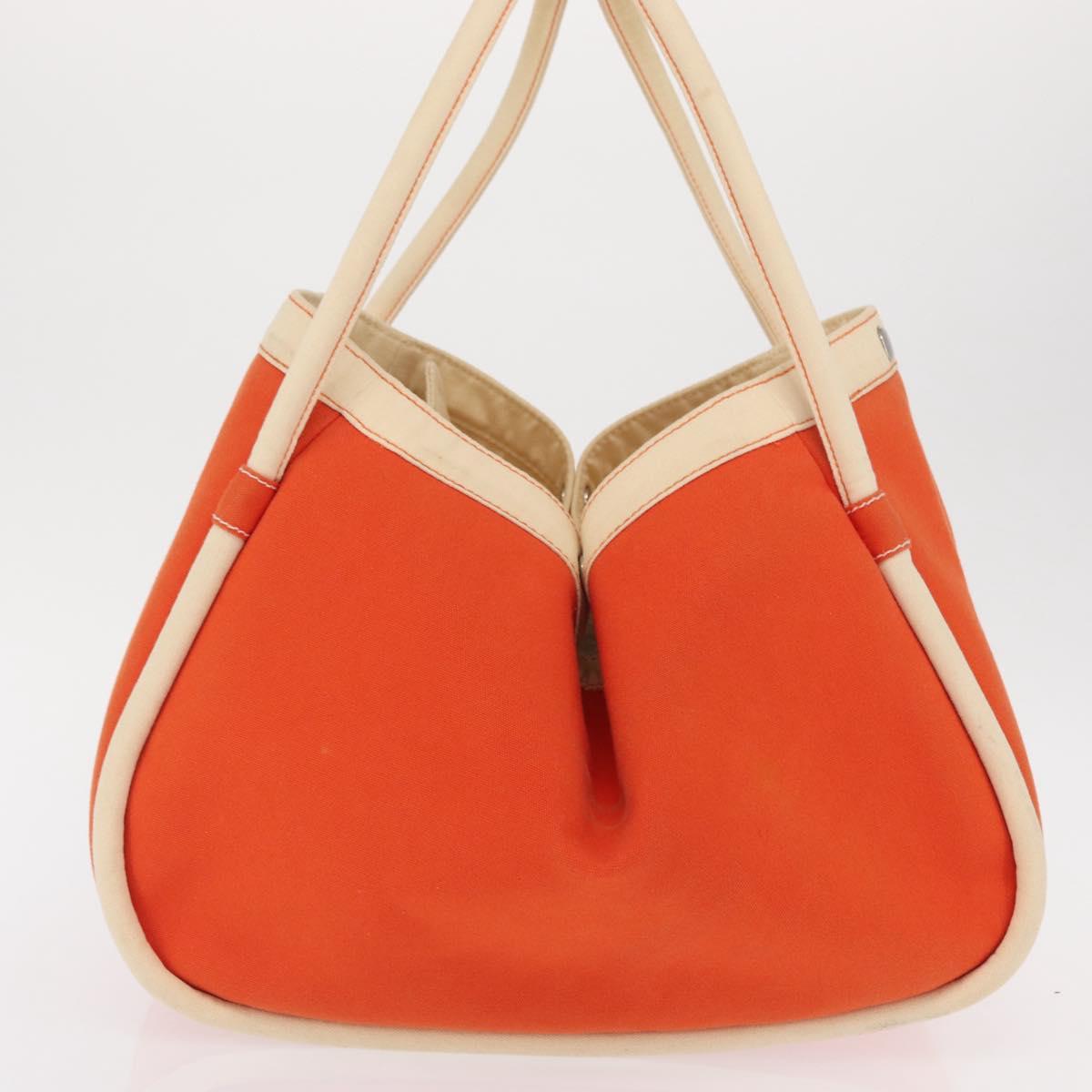 HERMES Sac Baga GM Tote Bag Canvas Orange Silver Auth bs32305