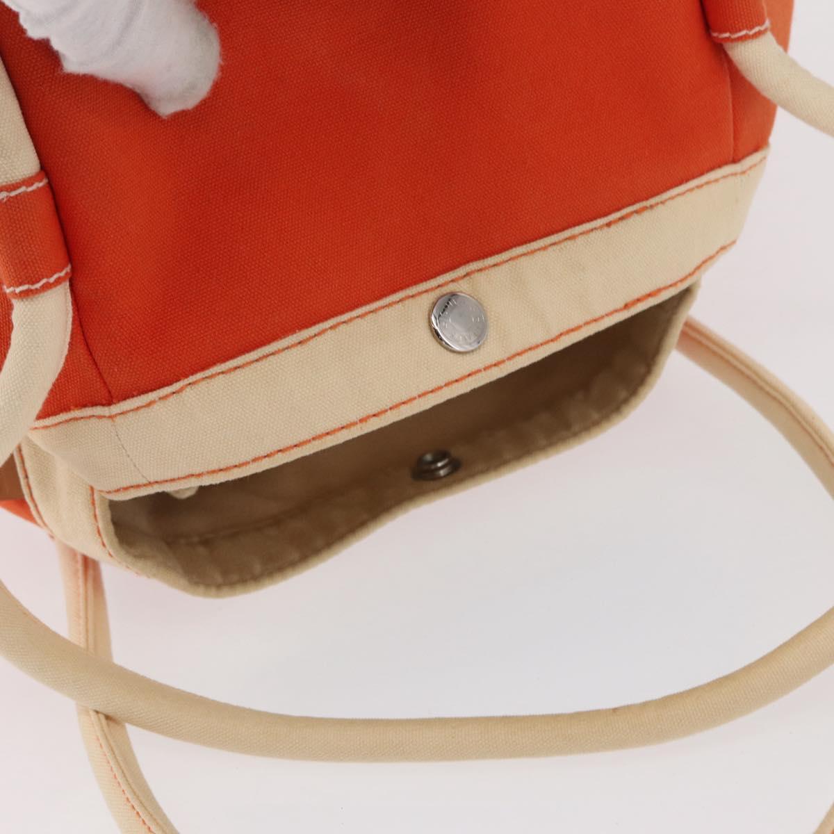 HERMES Sac Baga GM Tote Bag Canvas Orange Silver Auth bs32305