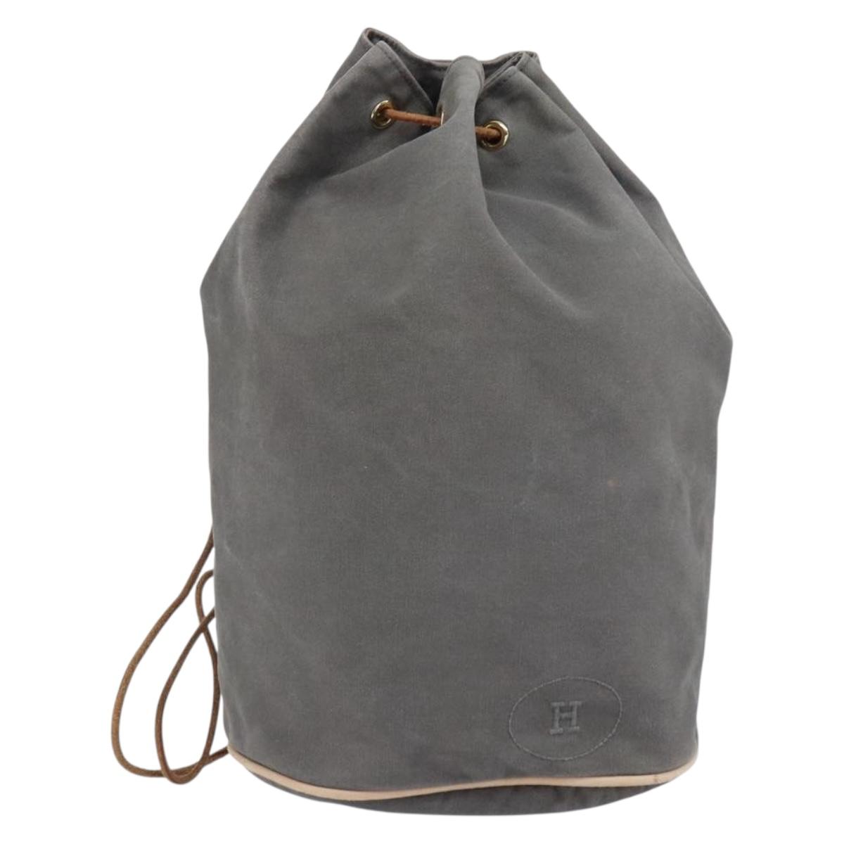 HERMES Porochon Mimil GM Shoulder Bag Canvas Gray Auth bs32306