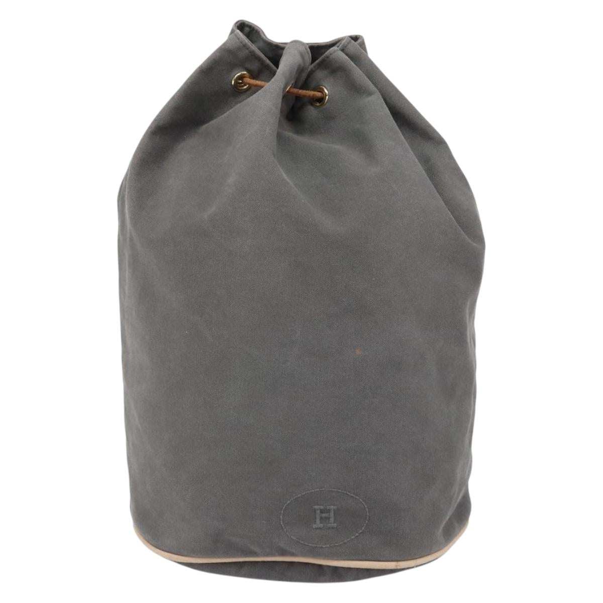 HERMES Porochon Mimil GM Shoulder Bag Canvas Gray Auth bs32306