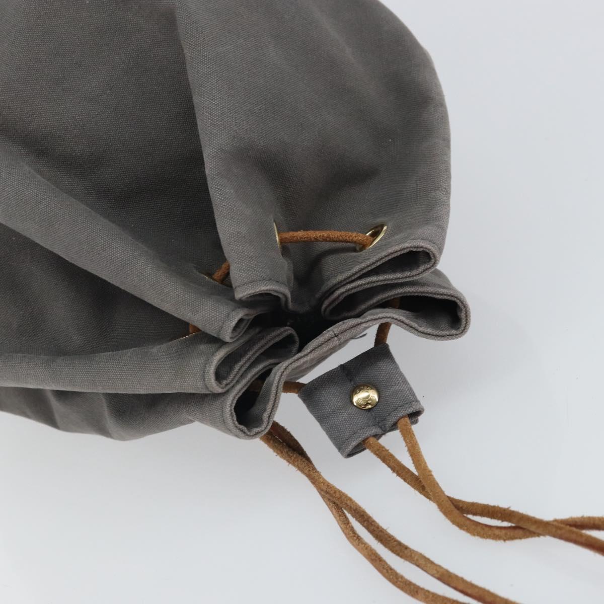 HERMES Porochon Mimil GM Shoulder Bag Canvas Gray Auth bs32306