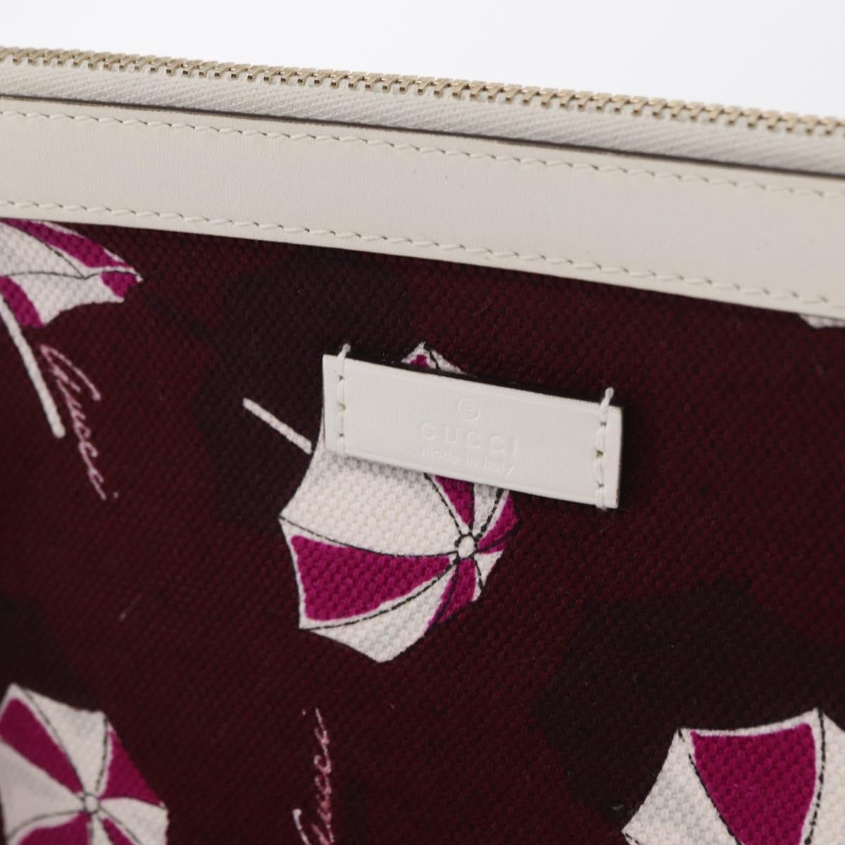 GUCCI Clutch Bag Canvas Gold Bordeaux Auth bs32310