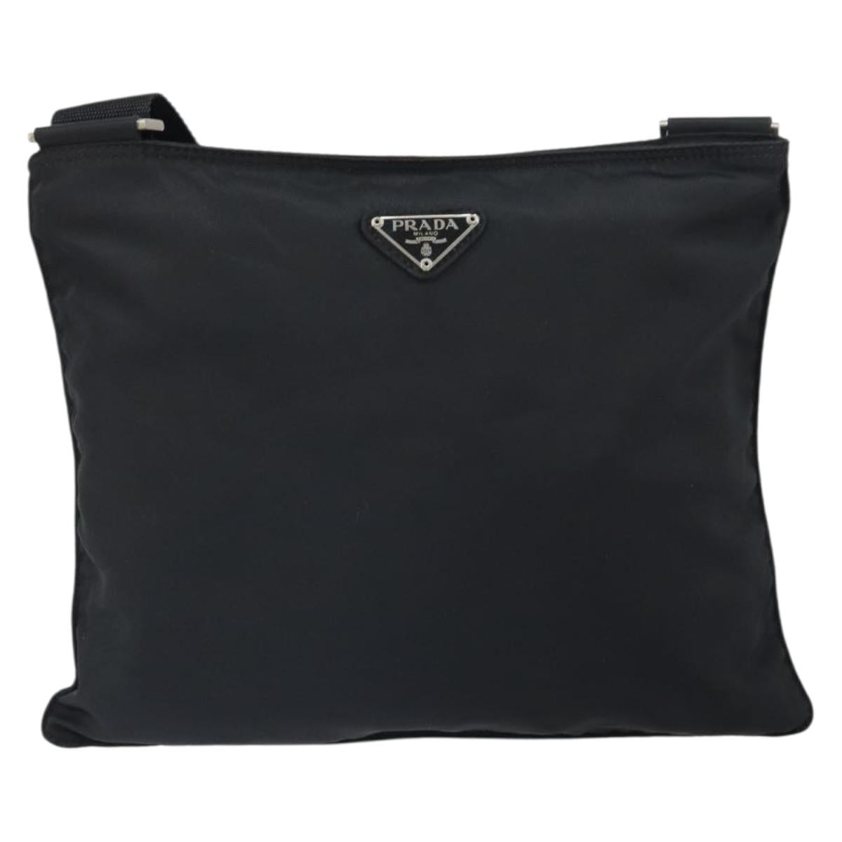 PRADA Shoulder Bag Nylon Black Silver Auth bs32312