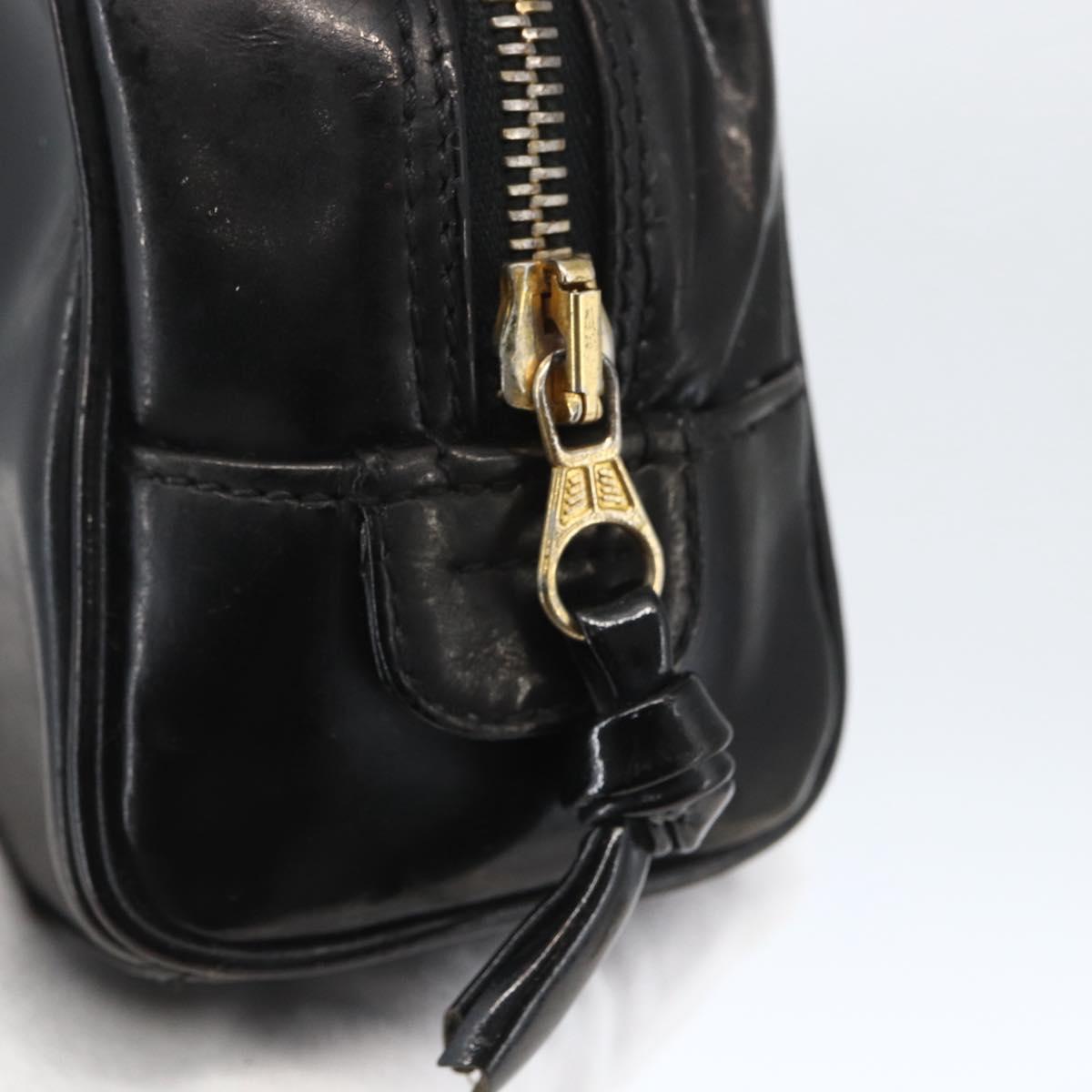 CHANEL Pouch Patent leather Black Gold CC Auth bs32314