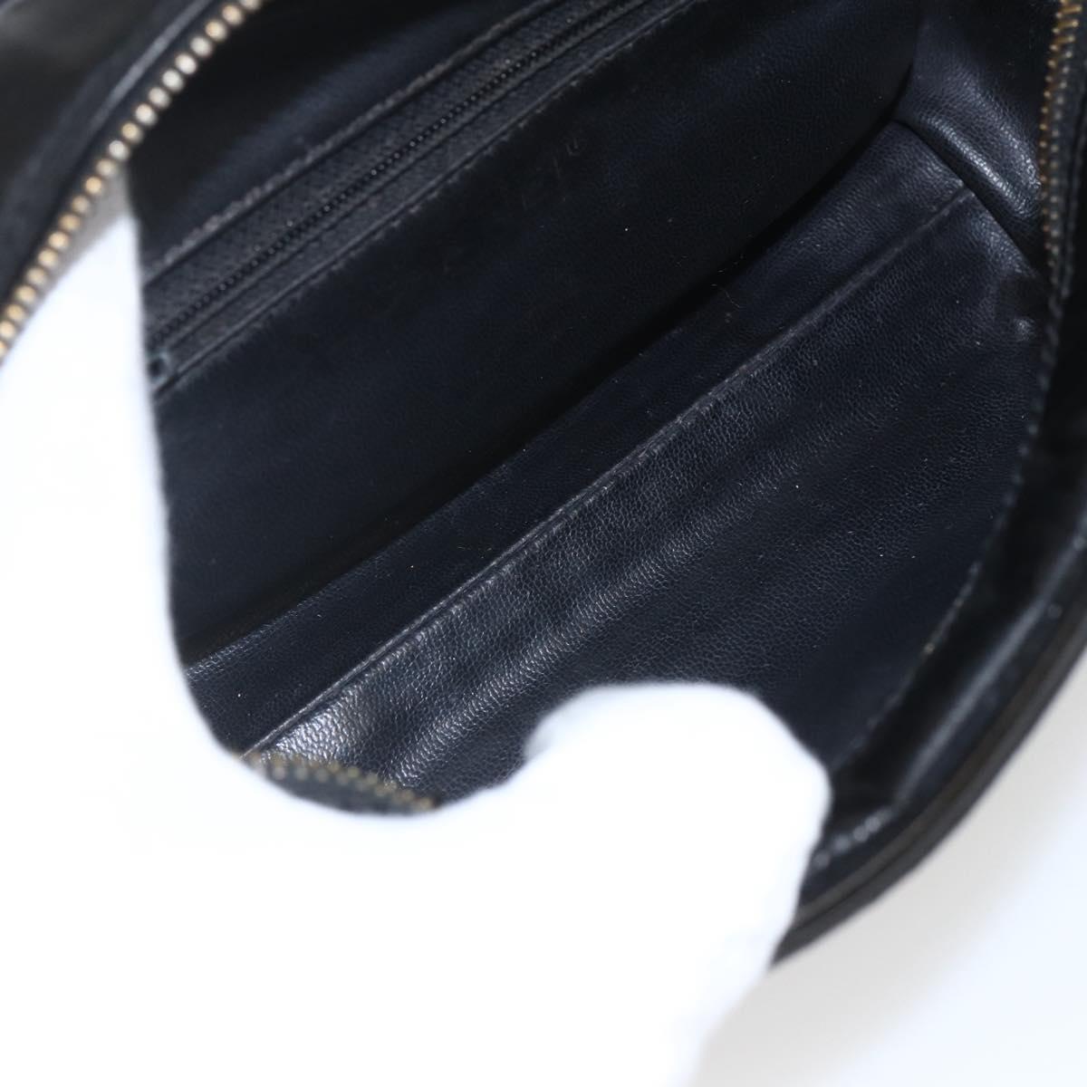 CHANEL Pouch Patent leather Black Gold CC Auth bs32314