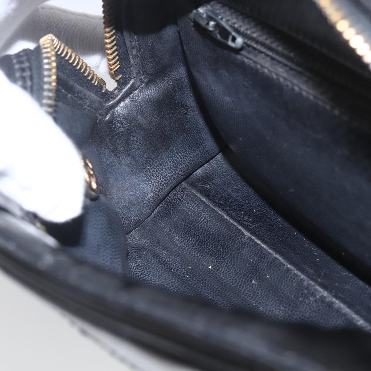 CHANEL Pouch Patent leather Black Gold CC Auth bs32314