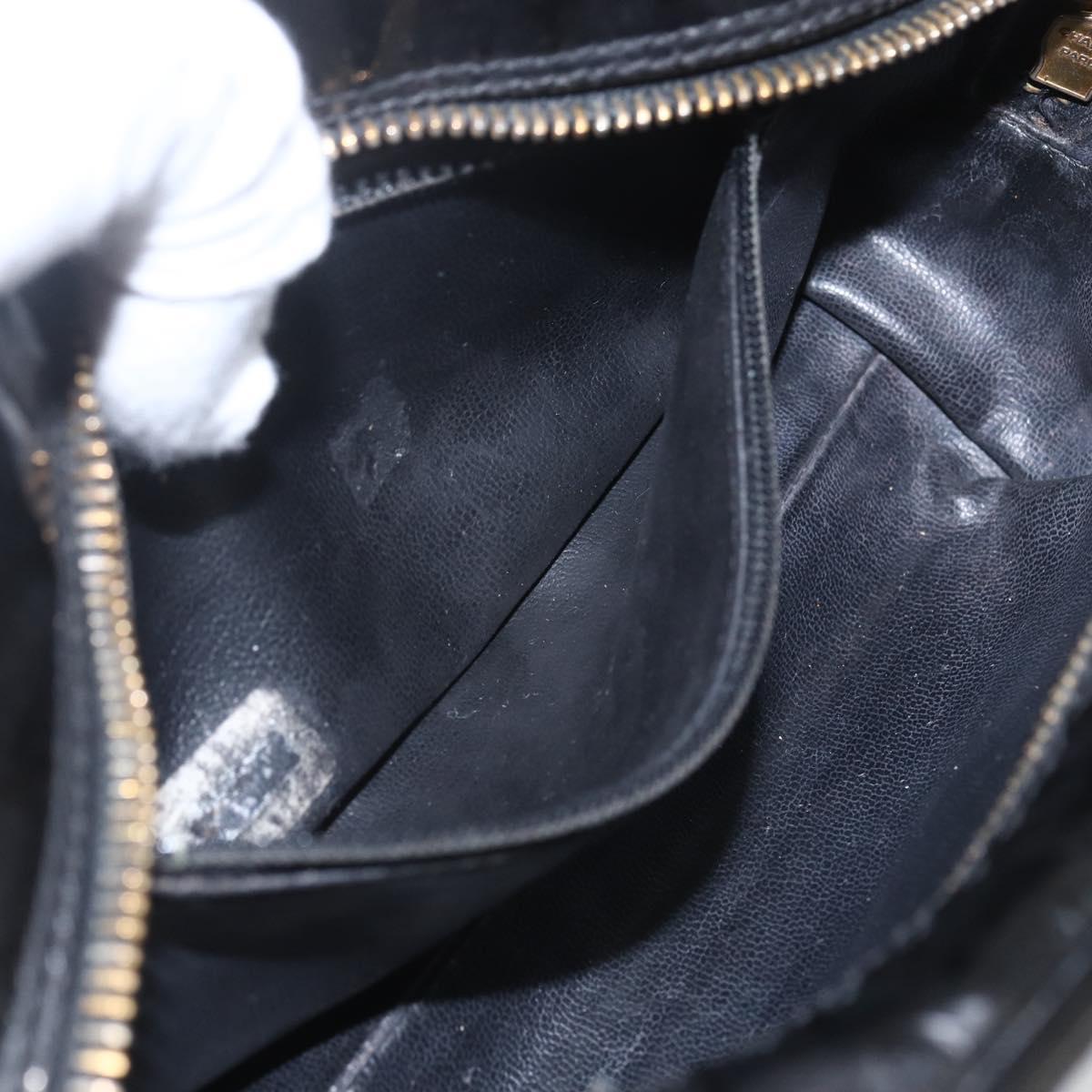 CHANEL Pouch Patent leather Black Gold CC Auth bs32314