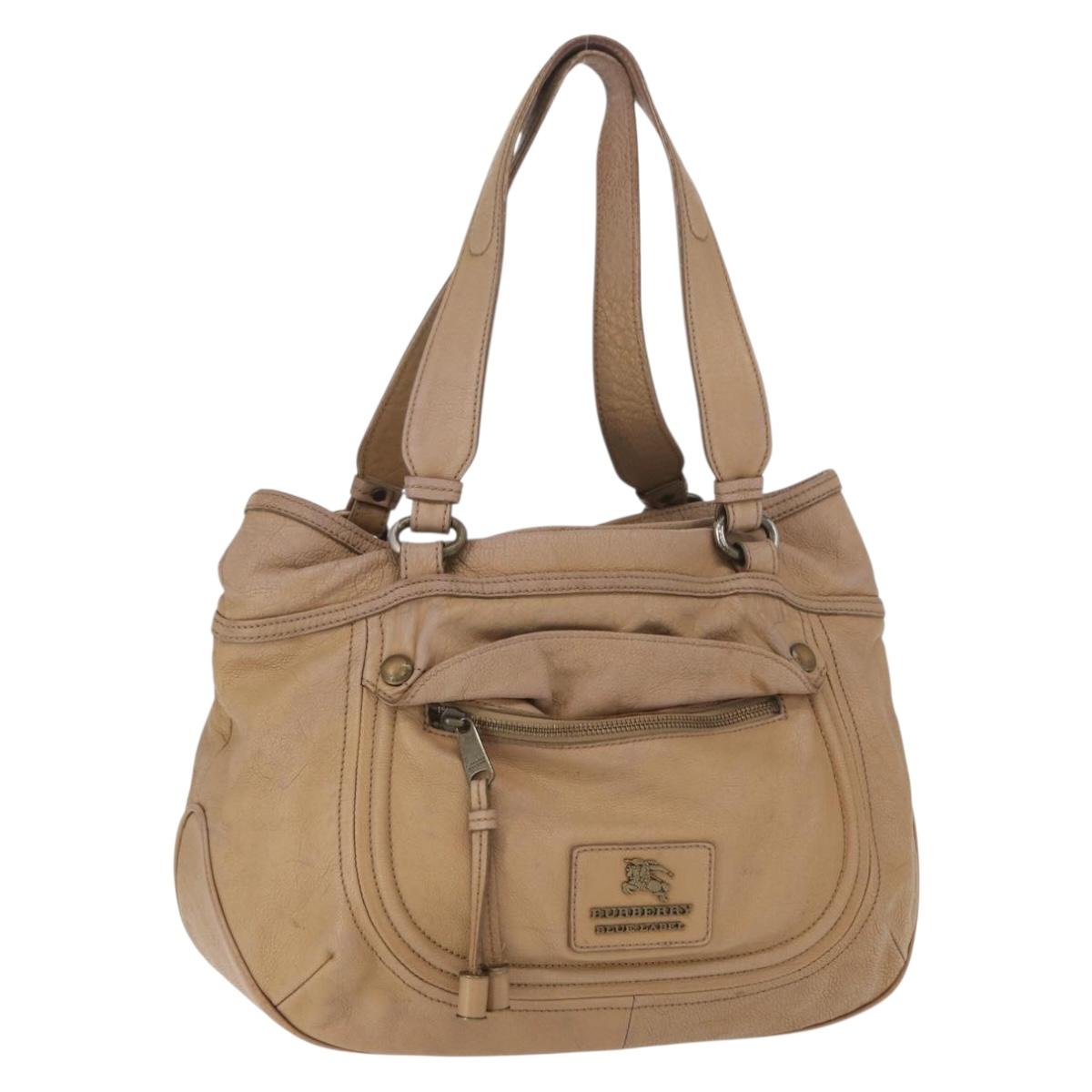 BURBERRY Blue Label Tote Bag Leather Beige Auth bs32315