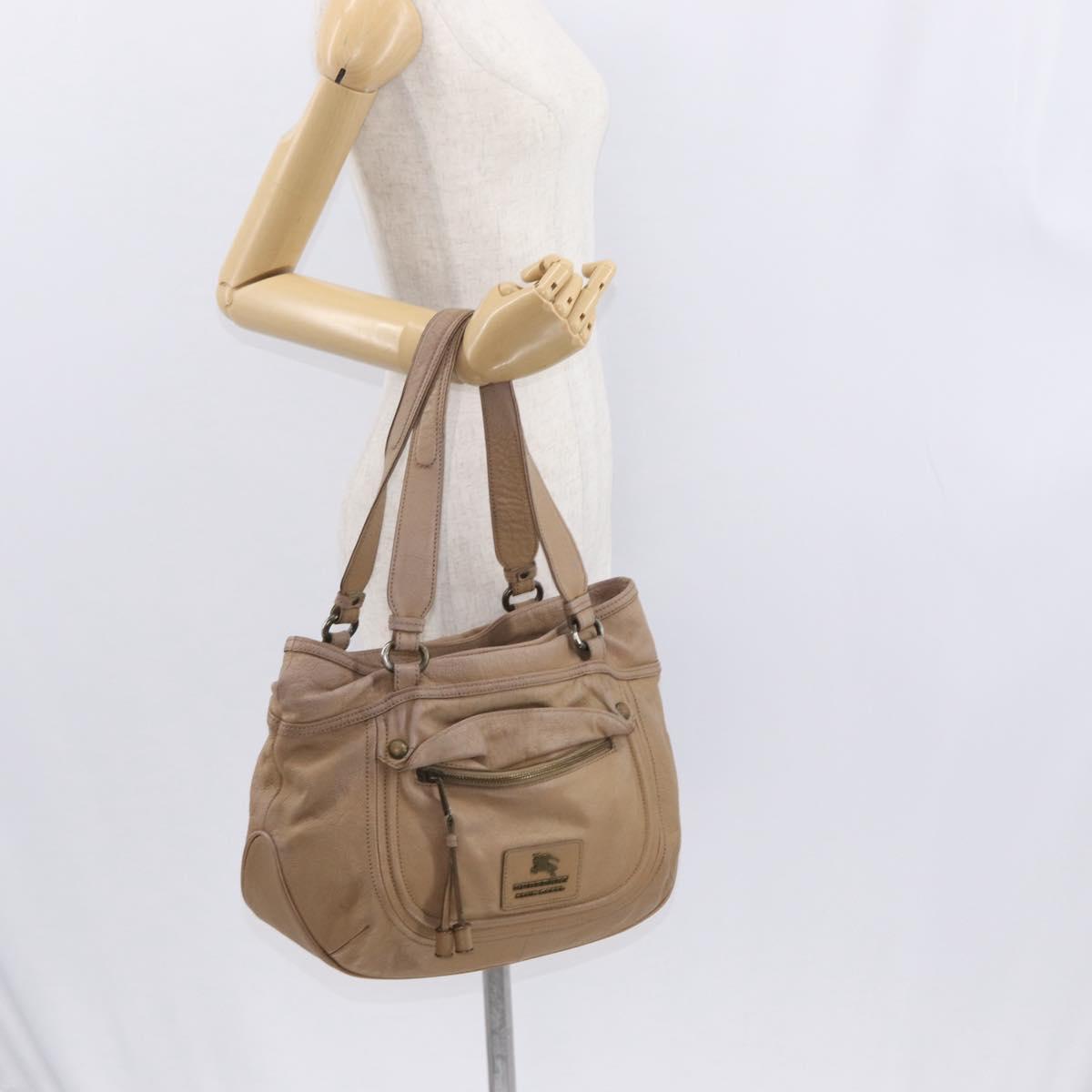 BURBERRY Blue Label Tote Bag Leather Beige Auth bs32315
