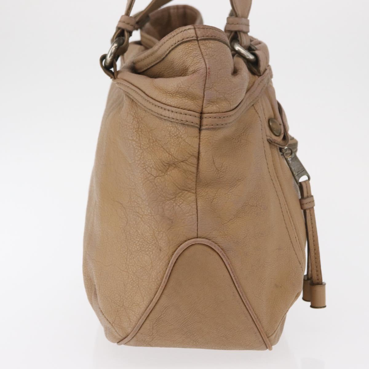 BURBERRY Blue Label Tote Bag Leather Beige Auth bs32315