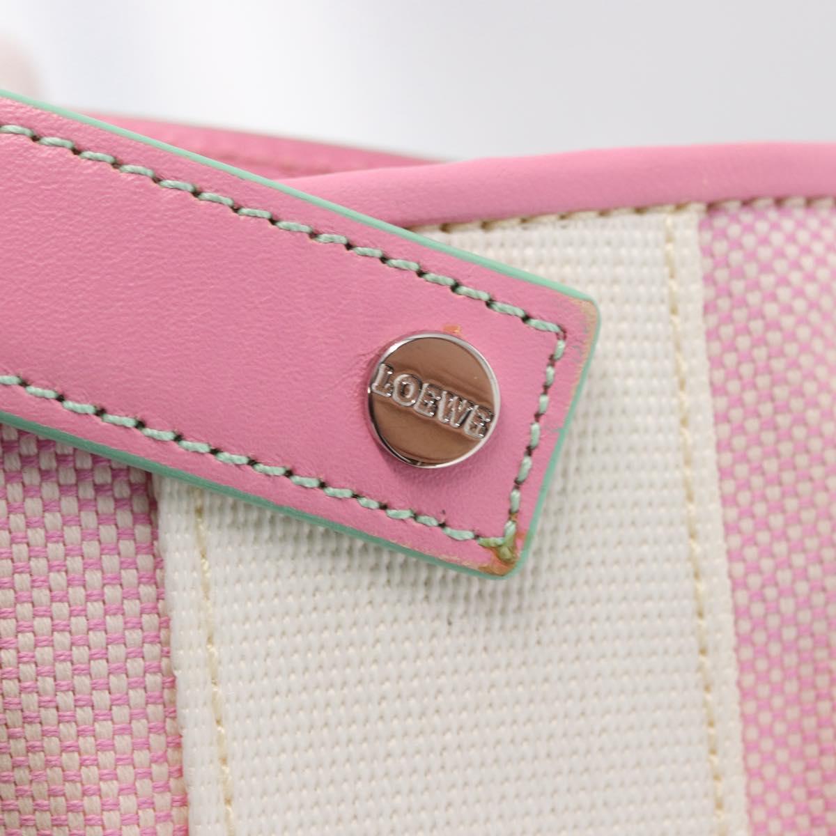 LOEWE Anagram Tote Bag Canvas Pink Silver Auth bs32333