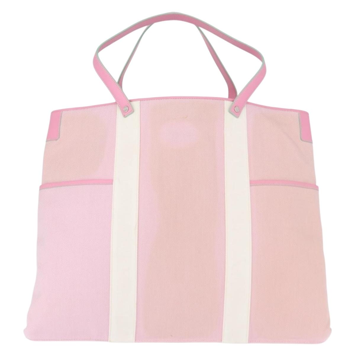 LOEWE Anagram Tote Bag Canvas Pink Silver Auth bs32333