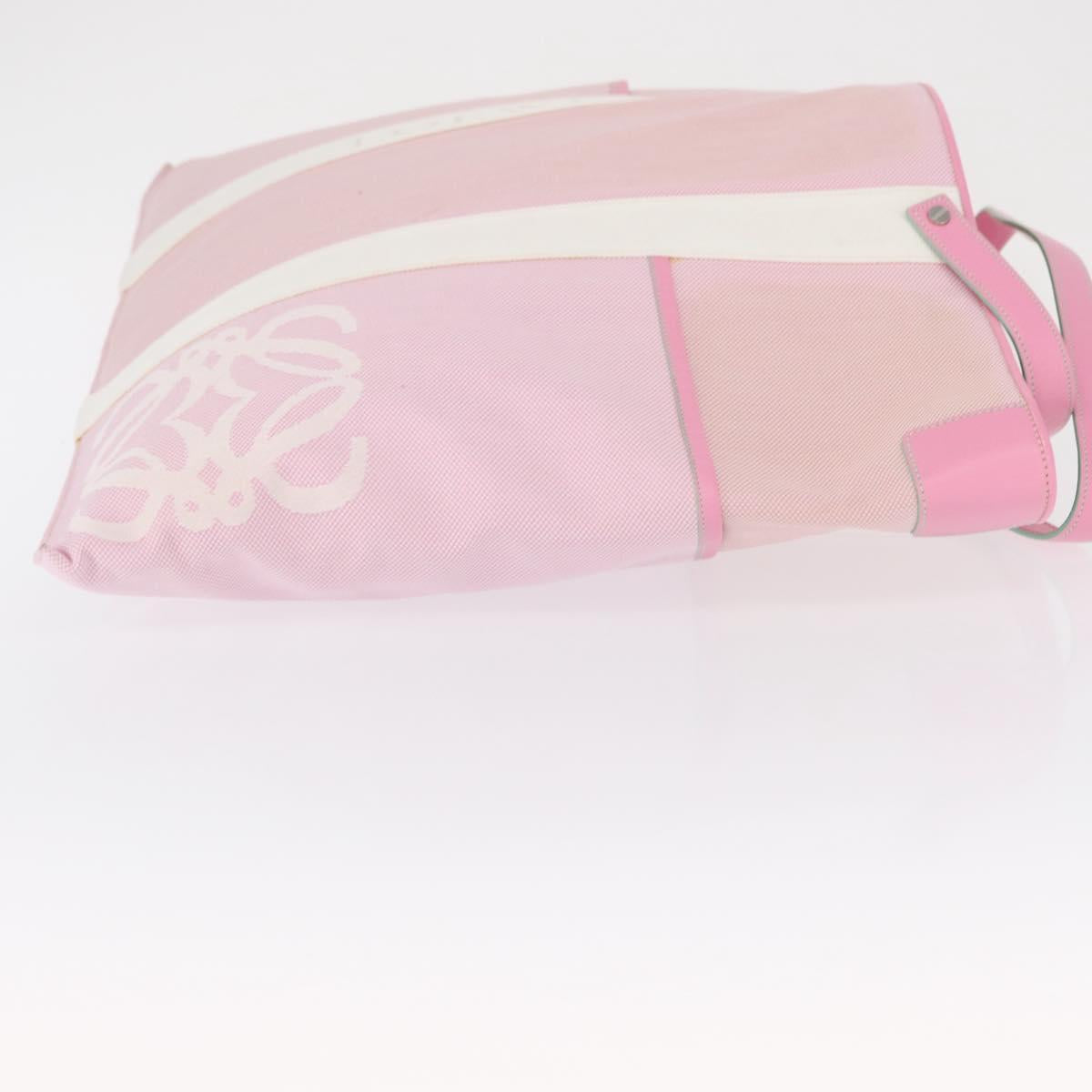 LOEWE Anagram Tote Bag Canvas Pink Silver Auth bs32333