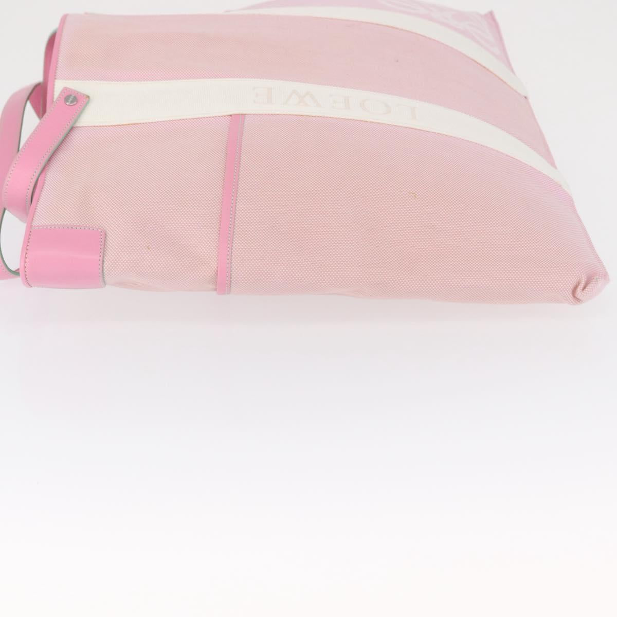 LOEWE Anagram Tote Bag Canvas Pink Silver Auth bs32333