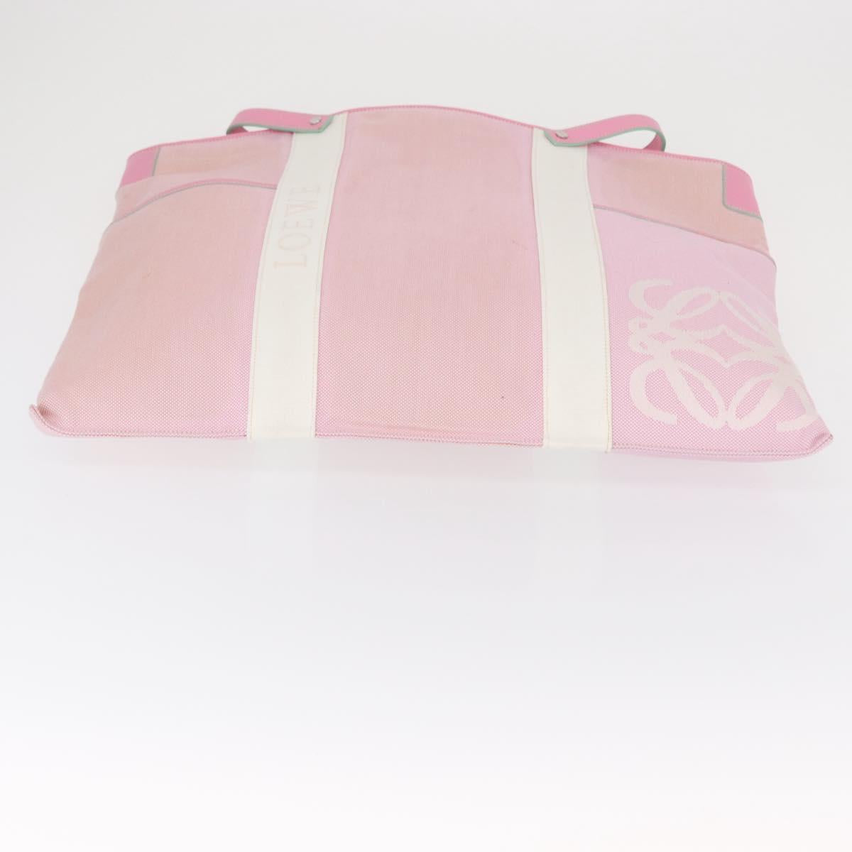 LOEWE Anagram Tote Bag Canvas Pink Silver Auth bs32333