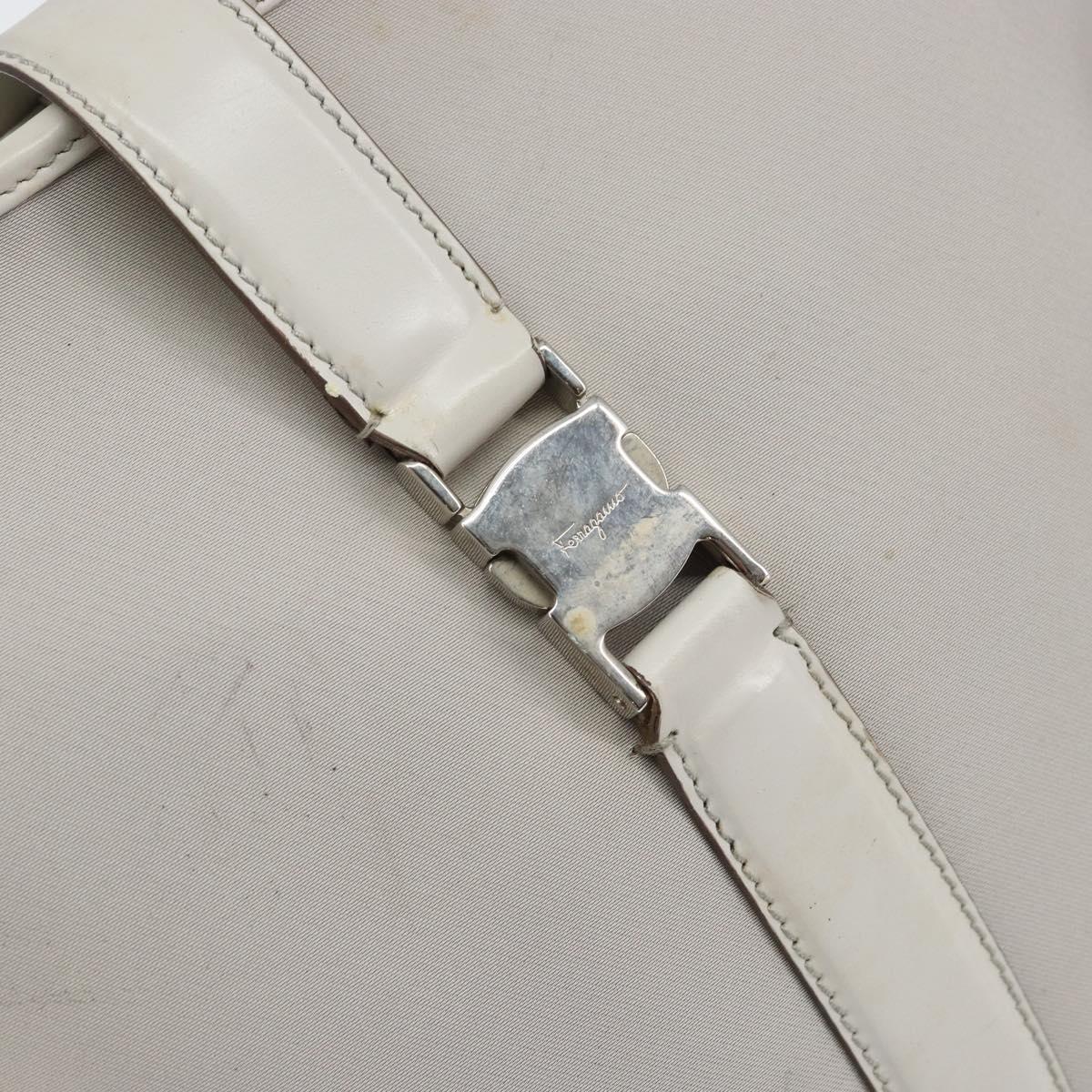 Salvatore Ferragamo Shoulder Bag Nylon Gray Silver Auth bs32334