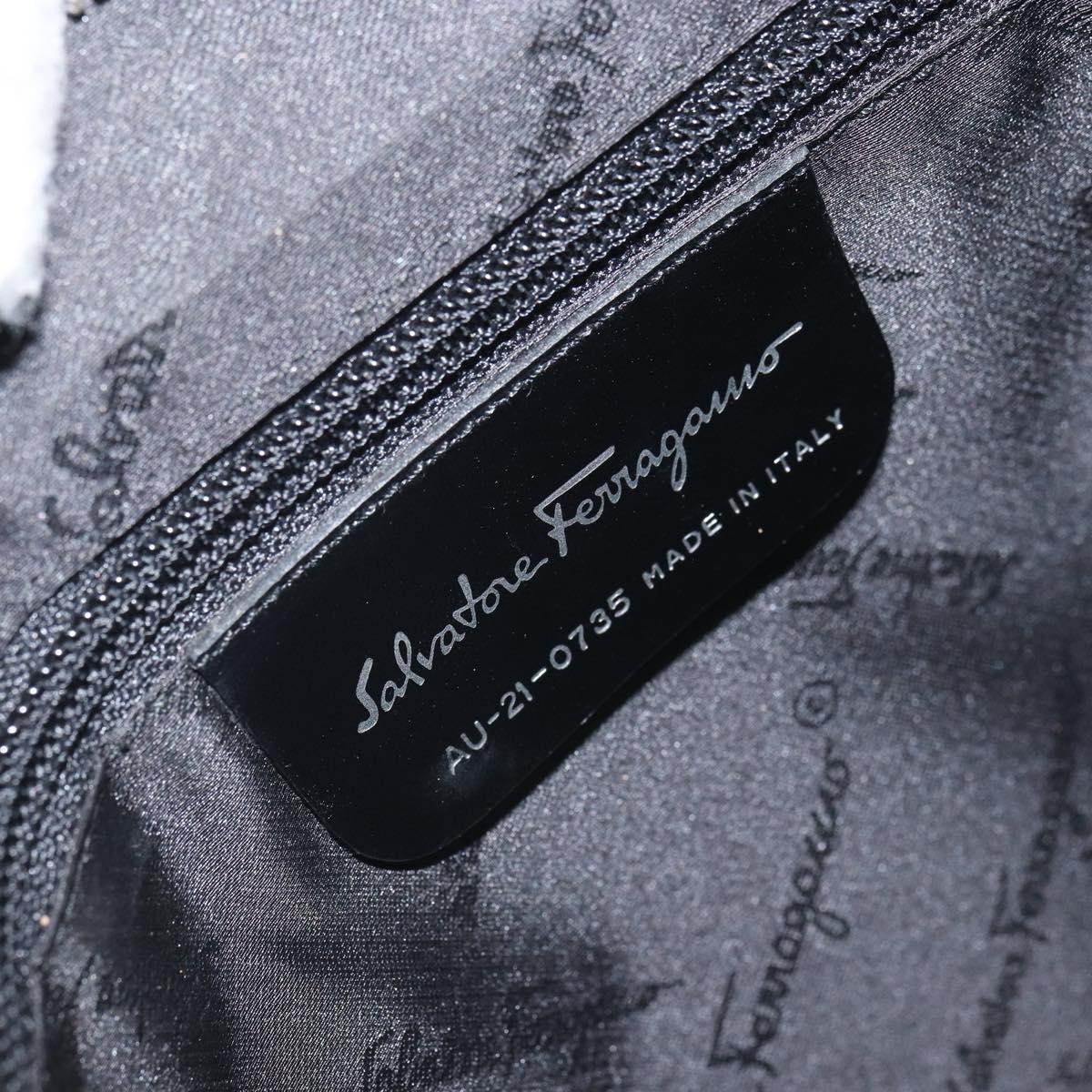 Salvatore Ferragamo Shoulder Bag Nylon Gray Silver Auth bs32334