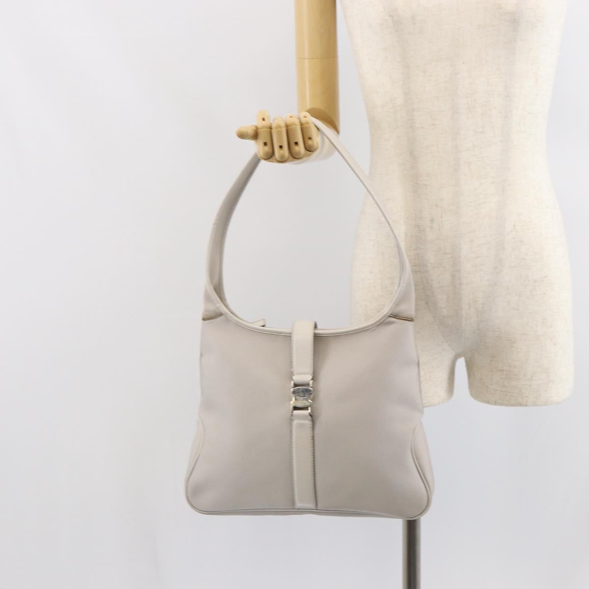 Salvatore Ferragamo Shoulder Bag Nylon Gray Silver Auth bs32334