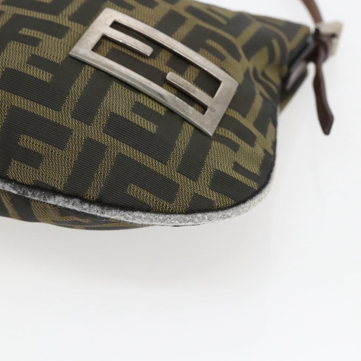 FENDI Zucca Canvas Shoulder Bag Black Brown Auth bs32335