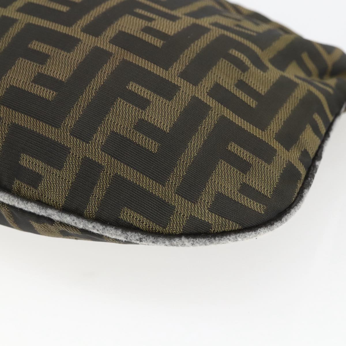FENDI Zucca Canvas Shoulder Bag Black Brown Auth bs32335