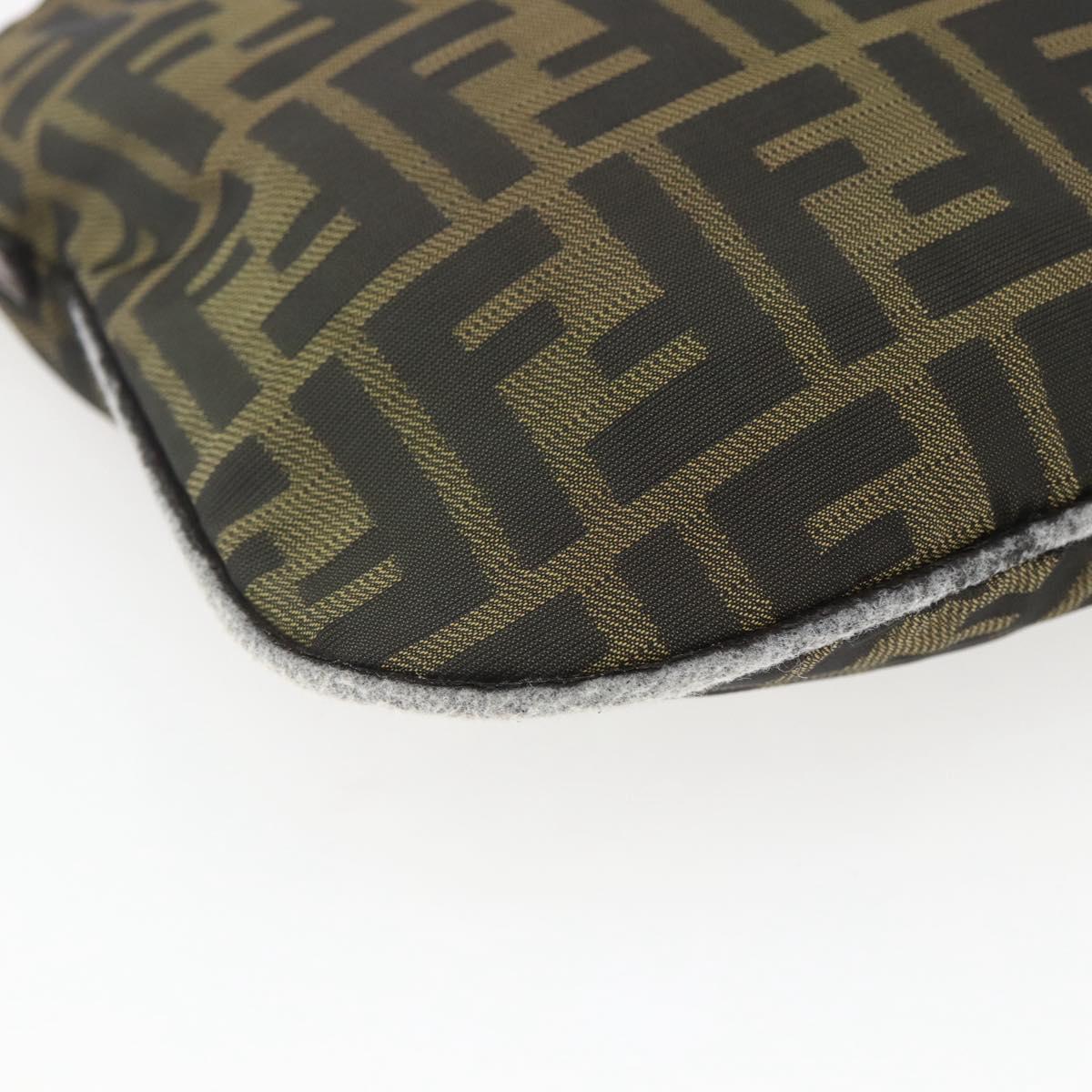 FENDI Zucca Canvas Shoulder Bag Black Brown Auth bs32335