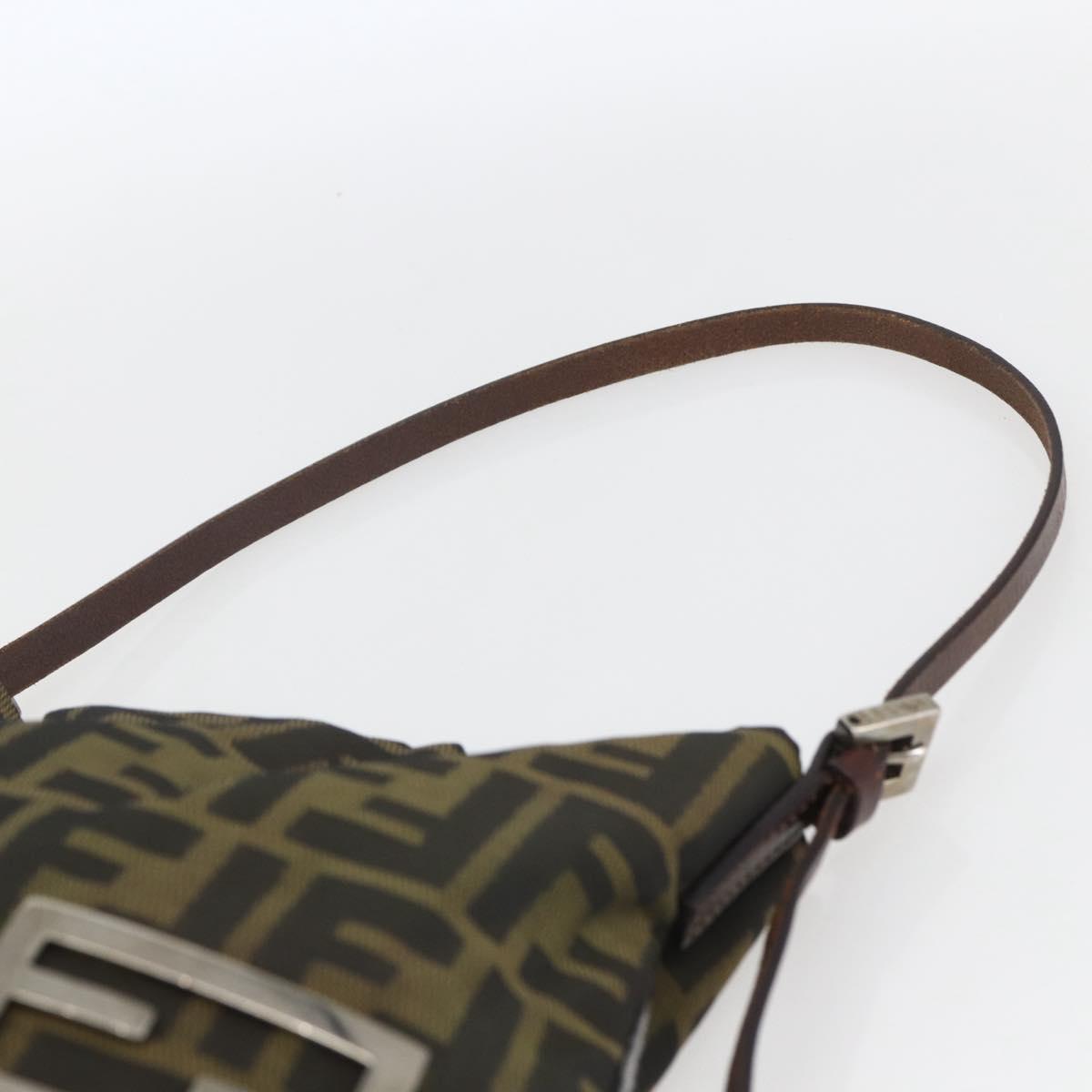 FENDI Zucca Canvas Shoulder Bag Black Brown Auth bs32335