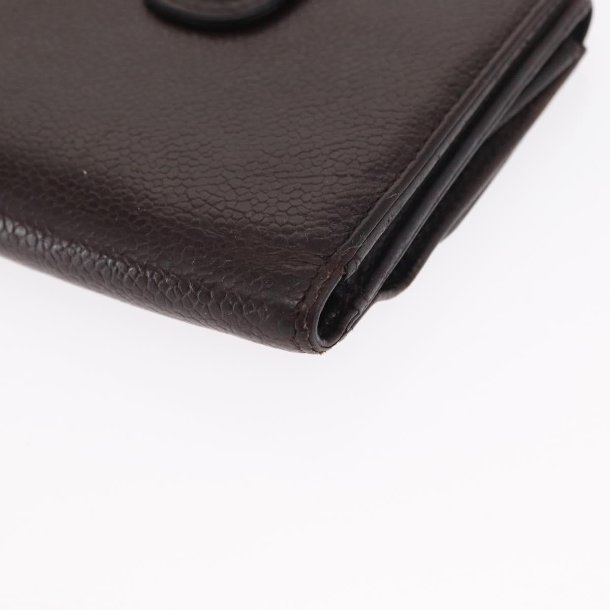 CHANEL Bifold Wallet Caviar Skin Black Gold CC Auth bs32337