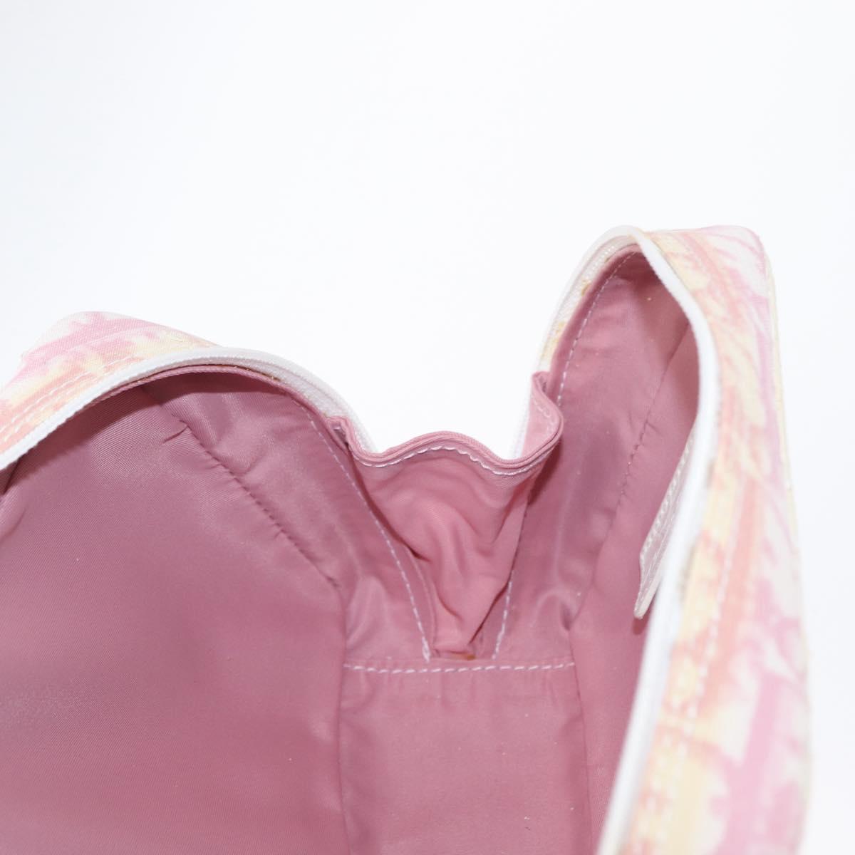 Christian Dior Trotter Canvas Pouch PVC Pink Silver Auth bs32339