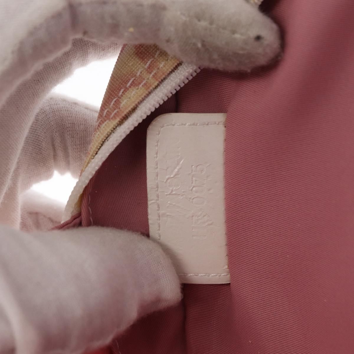Christian Dior Trotter Canvas Pouch PVC Pink Silver Auth bs32339