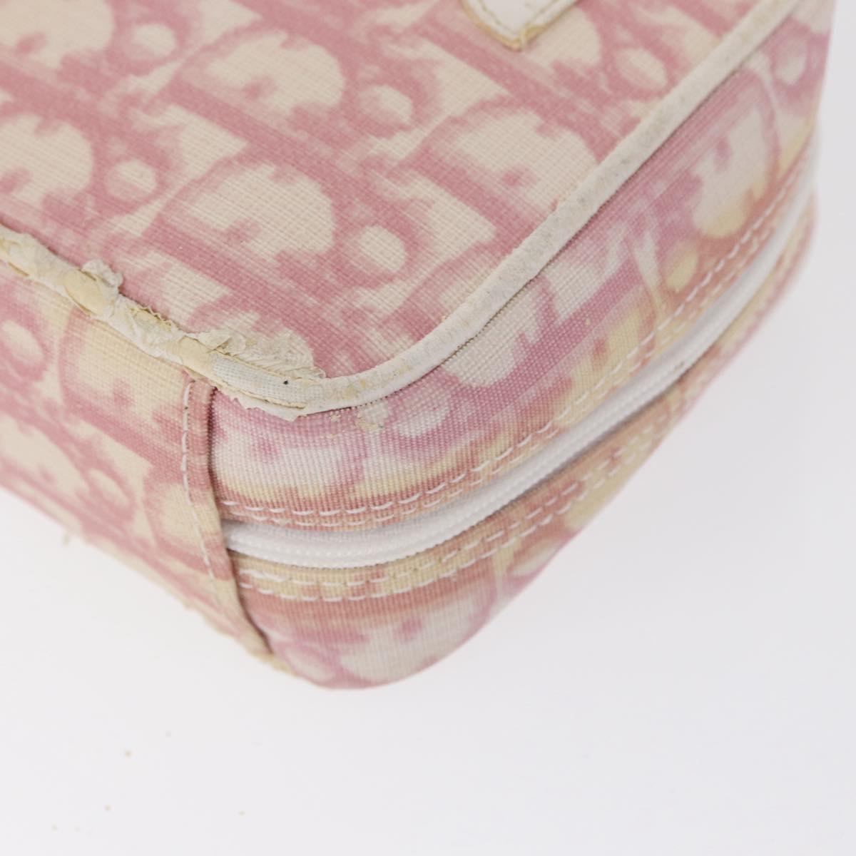 Christian Dior Trotter Canvas Pouch PVC Pink Silver Auth bs32339
