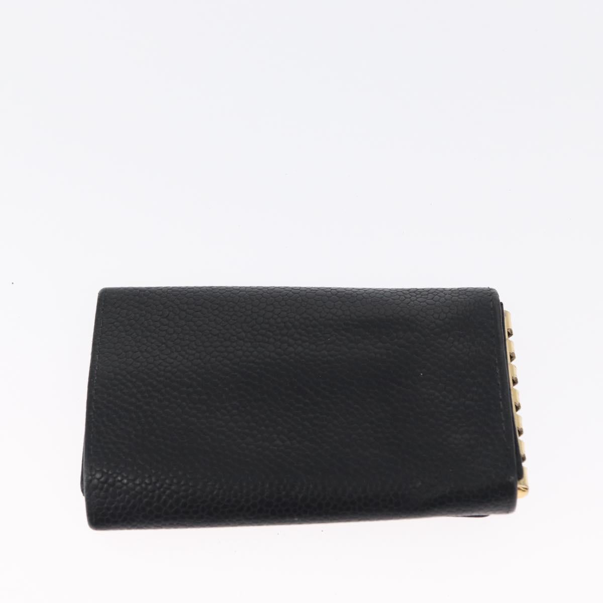 CHANEL Key Case Caviar Skin 4 Set Black CC Auth bs32341