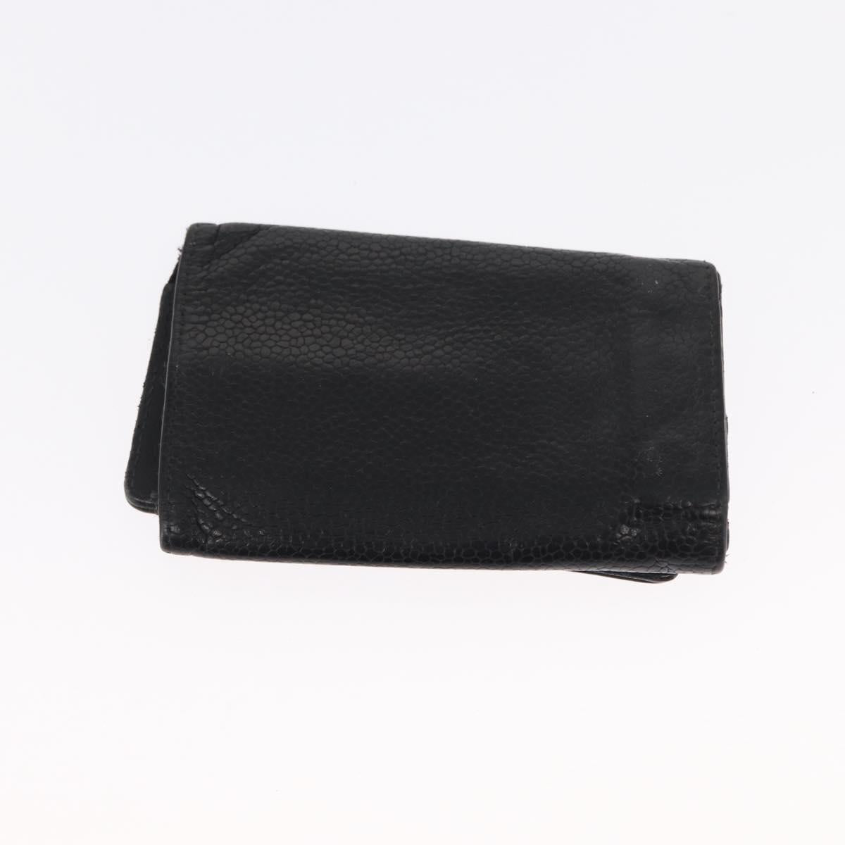 CHANEL Key Case Caviar Skin 4 Set Black CC Auth bs32341
