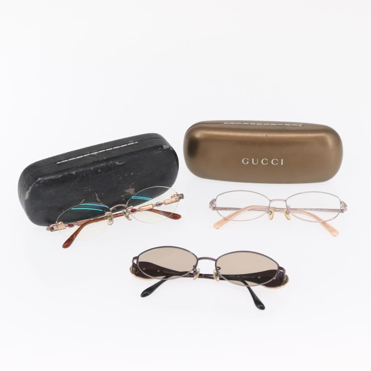 Salvatore Ferragamo Gucci Sunglasses plastic 3 Set Brown Auth bs32343
