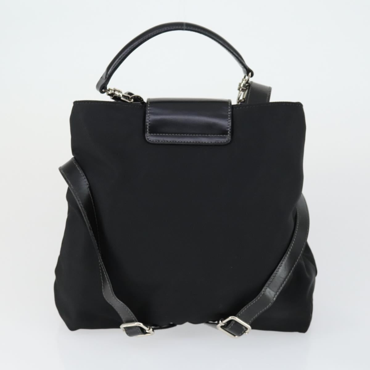 BVLGARI Shoulder Bag Canvas Leather 2 Set Black Auth bs32348