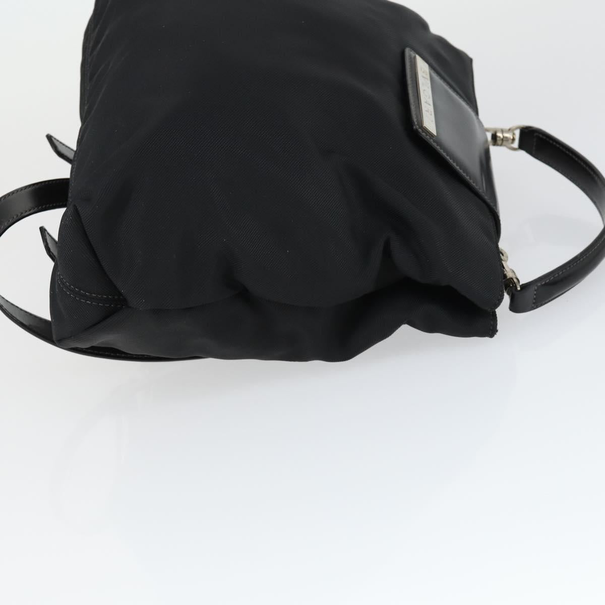 BVLGARI Shoulder Bag Canvas Leather 2 Set Black Auth bs32348