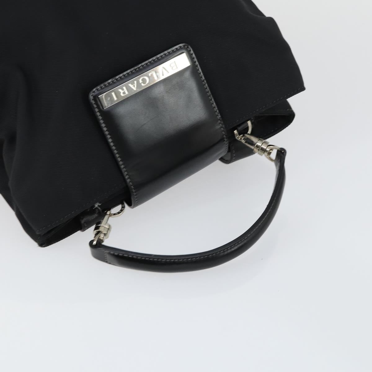 BVLGARI Shoulder Bag Canvas Leather 2 Set Black Auth bs32348