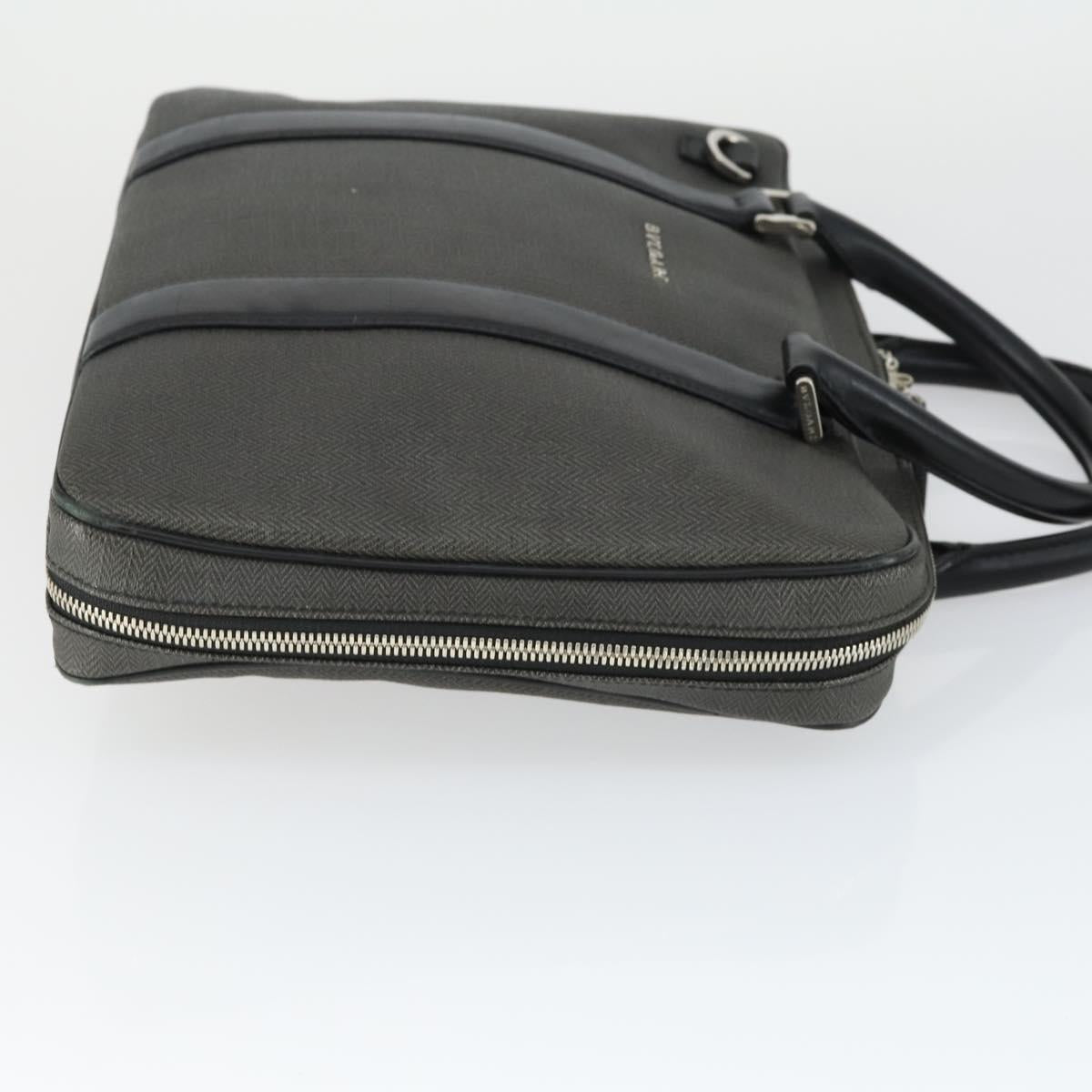 BVLGARI Shoulder Bag Canvas Leather 2 Set Black Auth bs32348