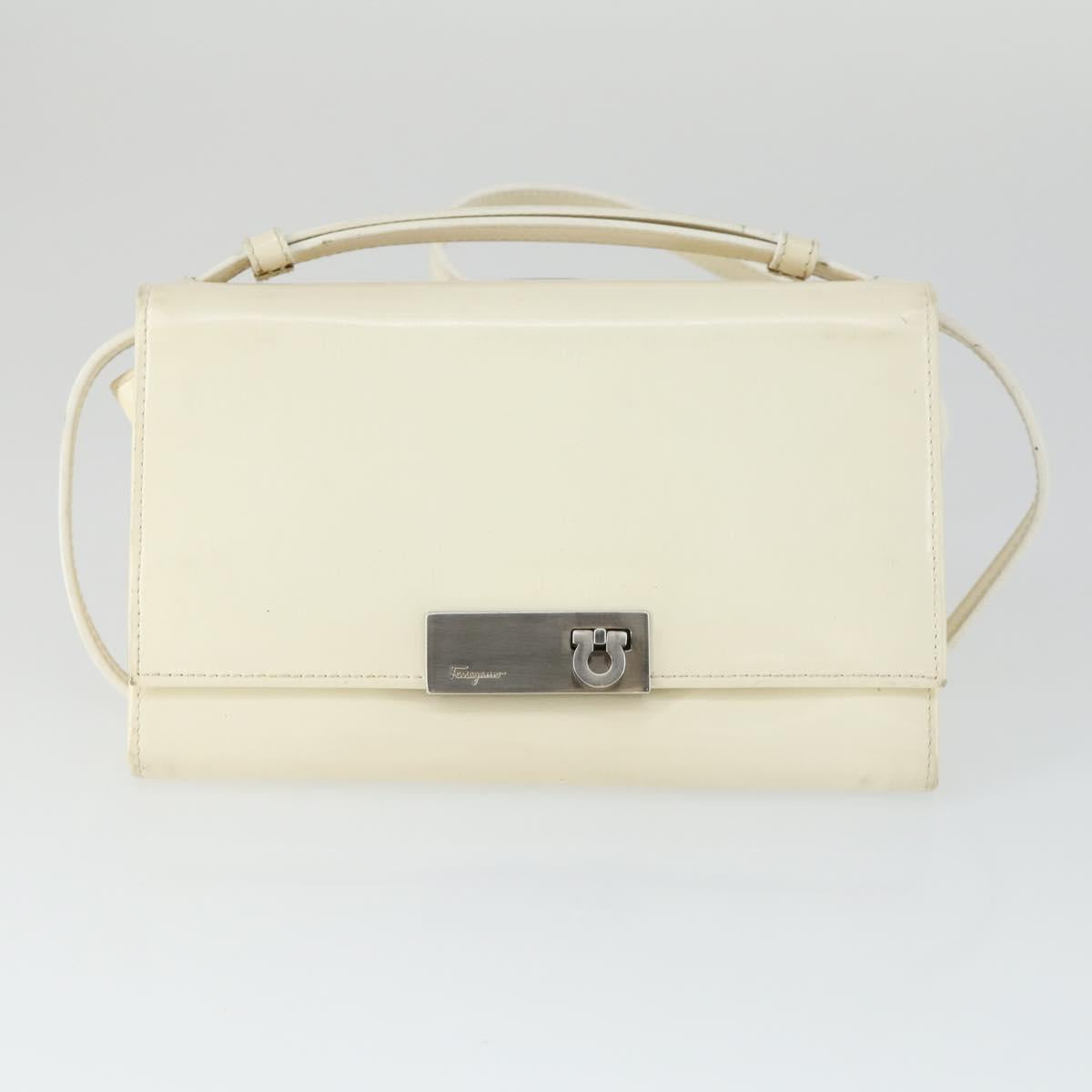Salvatore Ferragamo Bag Patent Nylon 3 Set White Black Bordeaux Auth bs32351