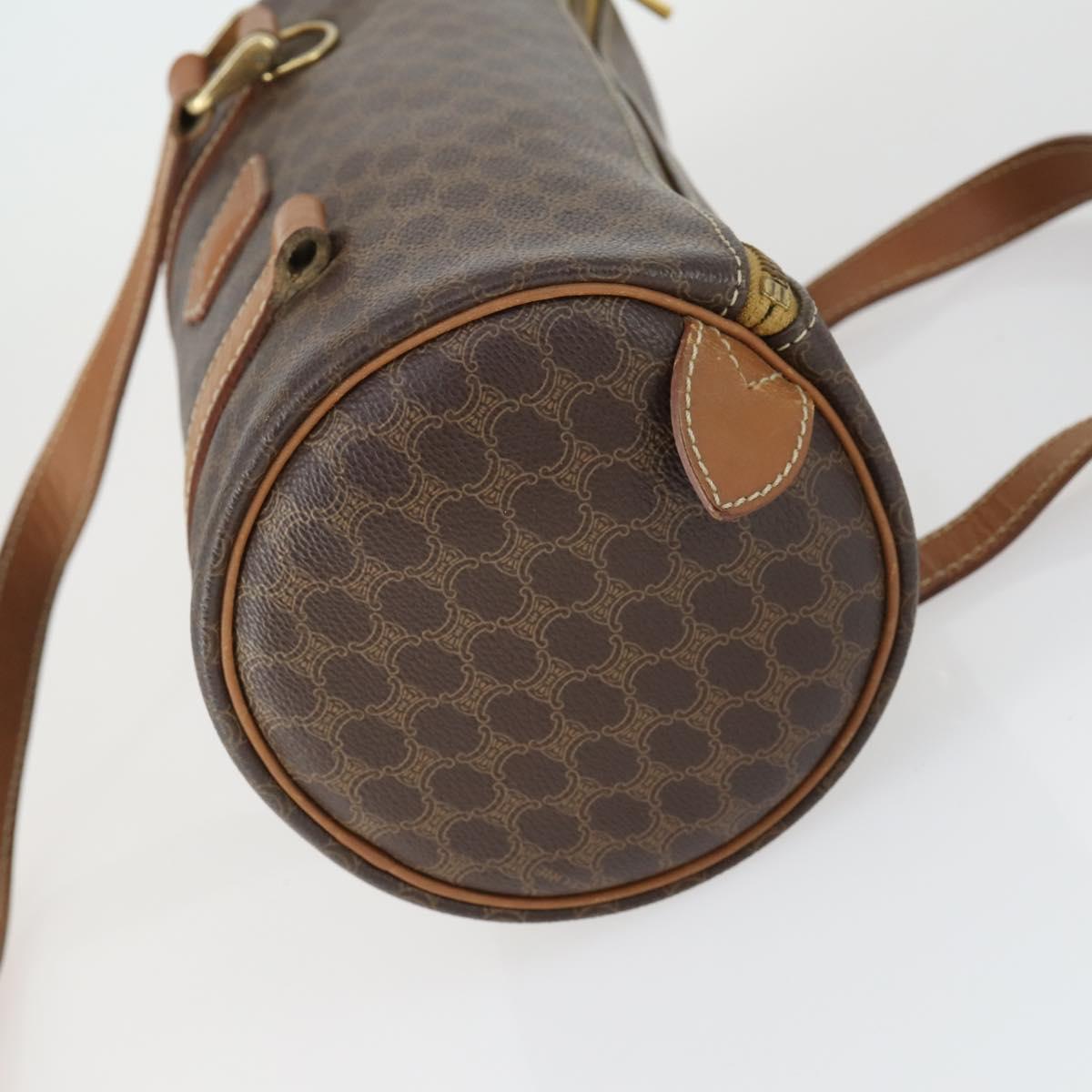 CELINE Macadam Canvas Hand Bag Leather PVC 2 Set Brown Auth bs32353