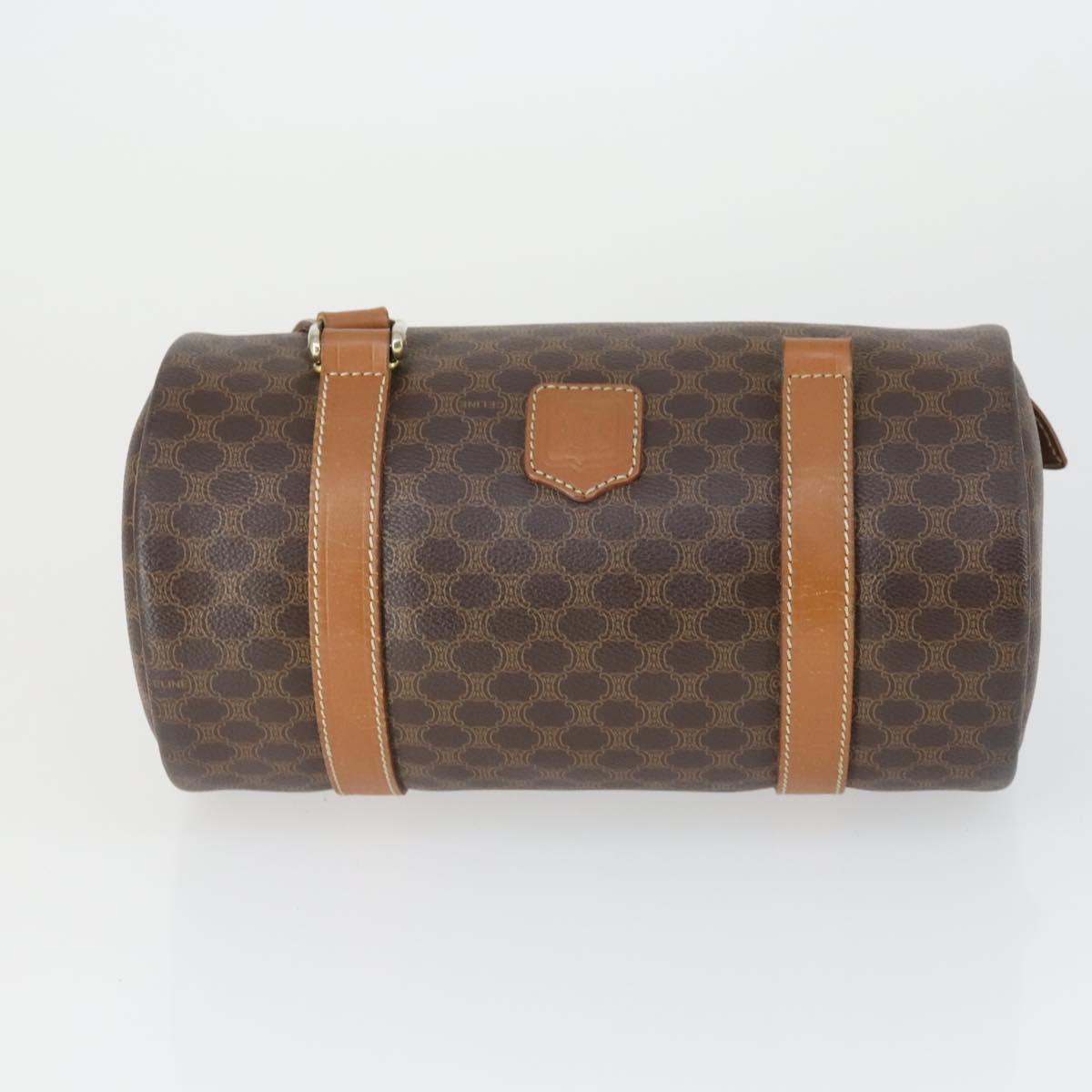 CELINE Macadam Canvas Hand Bag Leather PVC 2 Set Brown Auth bs32353