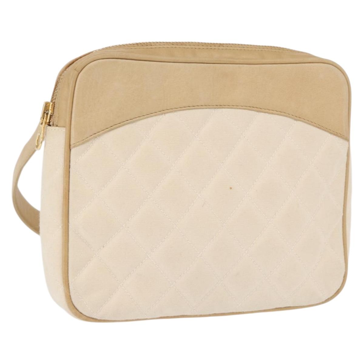 CHANEL Matelasse Waist bag Canvas Beige Gold CC Auth bs32356