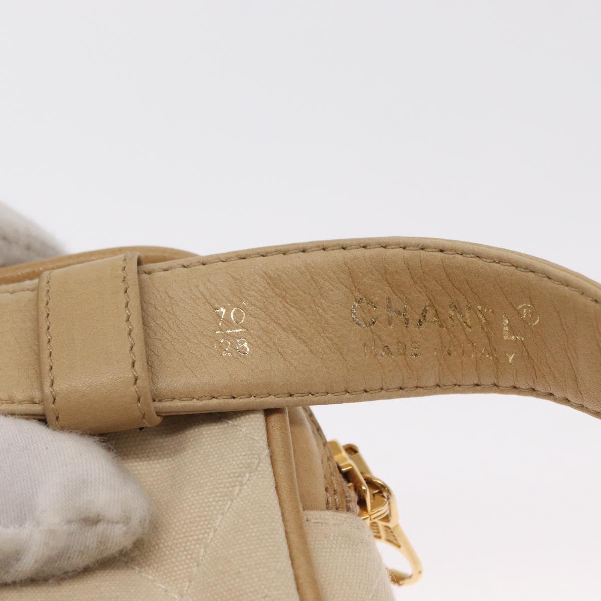 CHANEL Matelasse Waist bag Canvas Beige Gold CC Auth bs32356