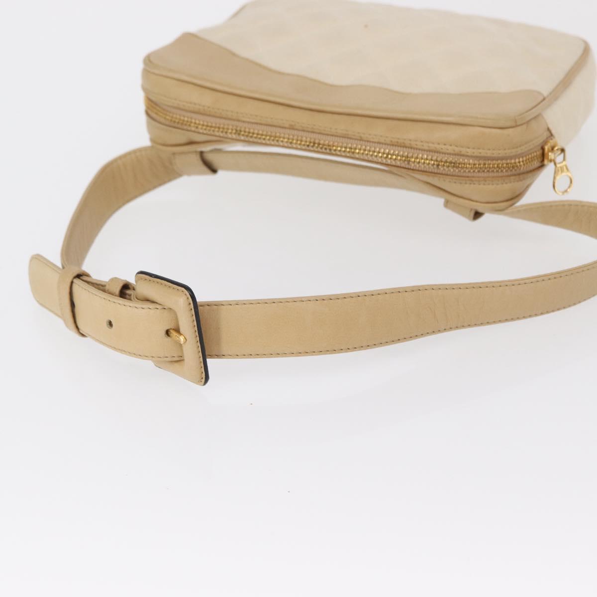 CHANEL Matelasse Waist bag Canvas Beige Gold CC Auth bs32356